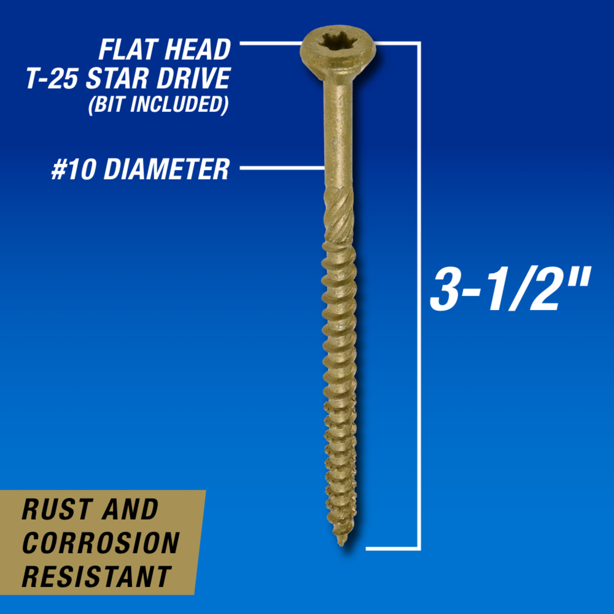 Power Pro Premium Bronze Exterior Wood Screws (#10 x 3-1/2 in.) - 1000 pc