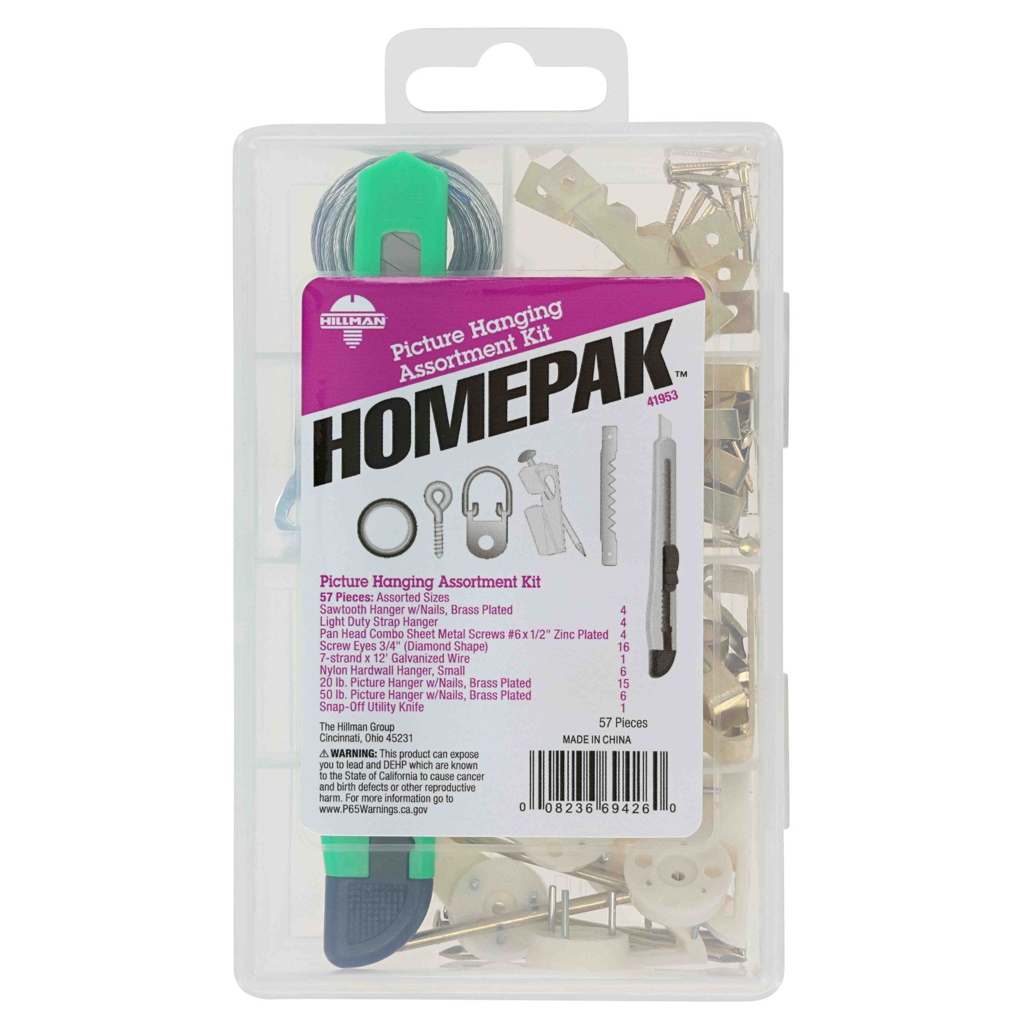 Hillman Homepak Picture Hanging Assortment Kit (5lb-50lb) 57 Piece