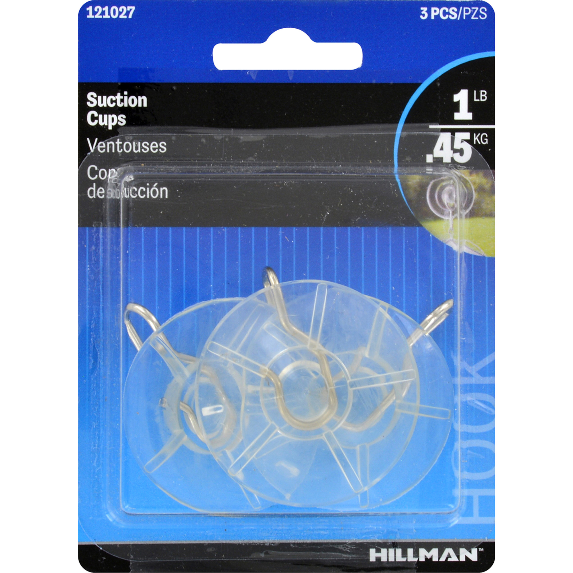 Hillman Medium Suction Cup Hooks 1lb 3 Pack