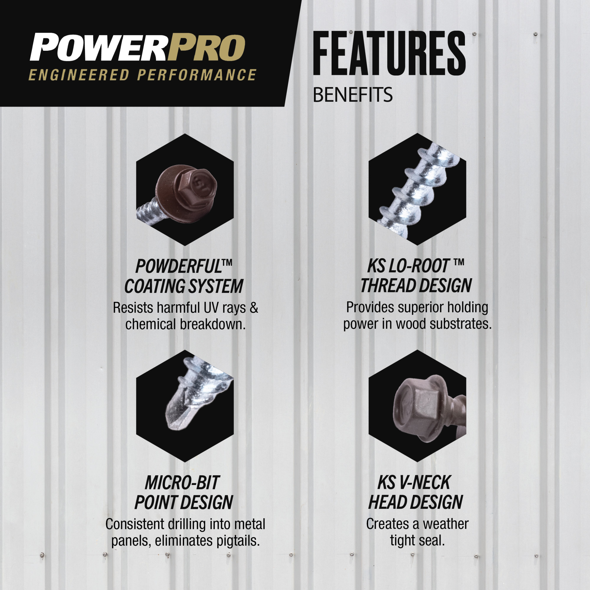 Power Pro Bronze Self Drilling Metal-to-Wood Roofing Screws (#10 x 2 in.) - 250 pc