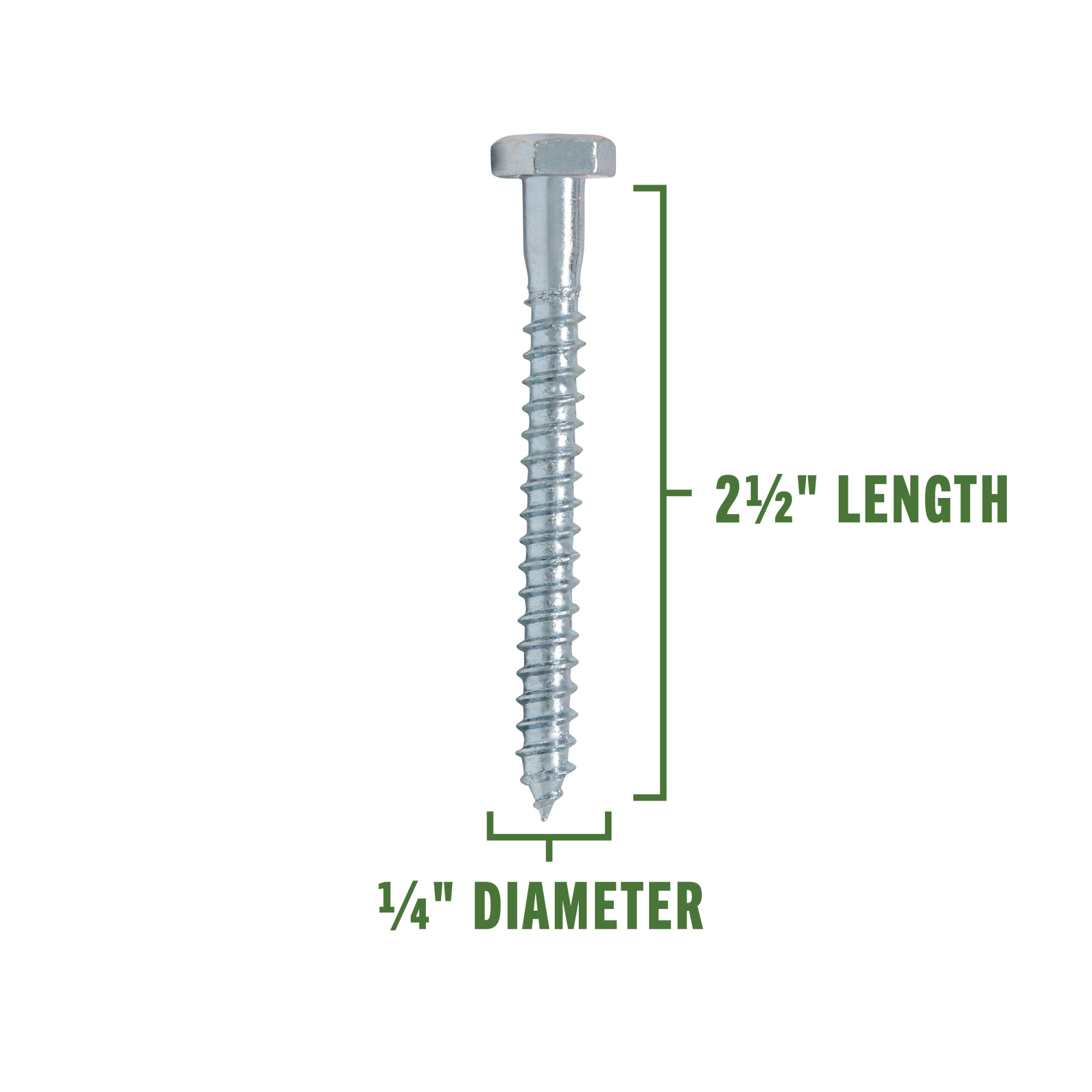 Hillman Zinc Hex Lag Screw 1/4 in. x 2-1/2 in.