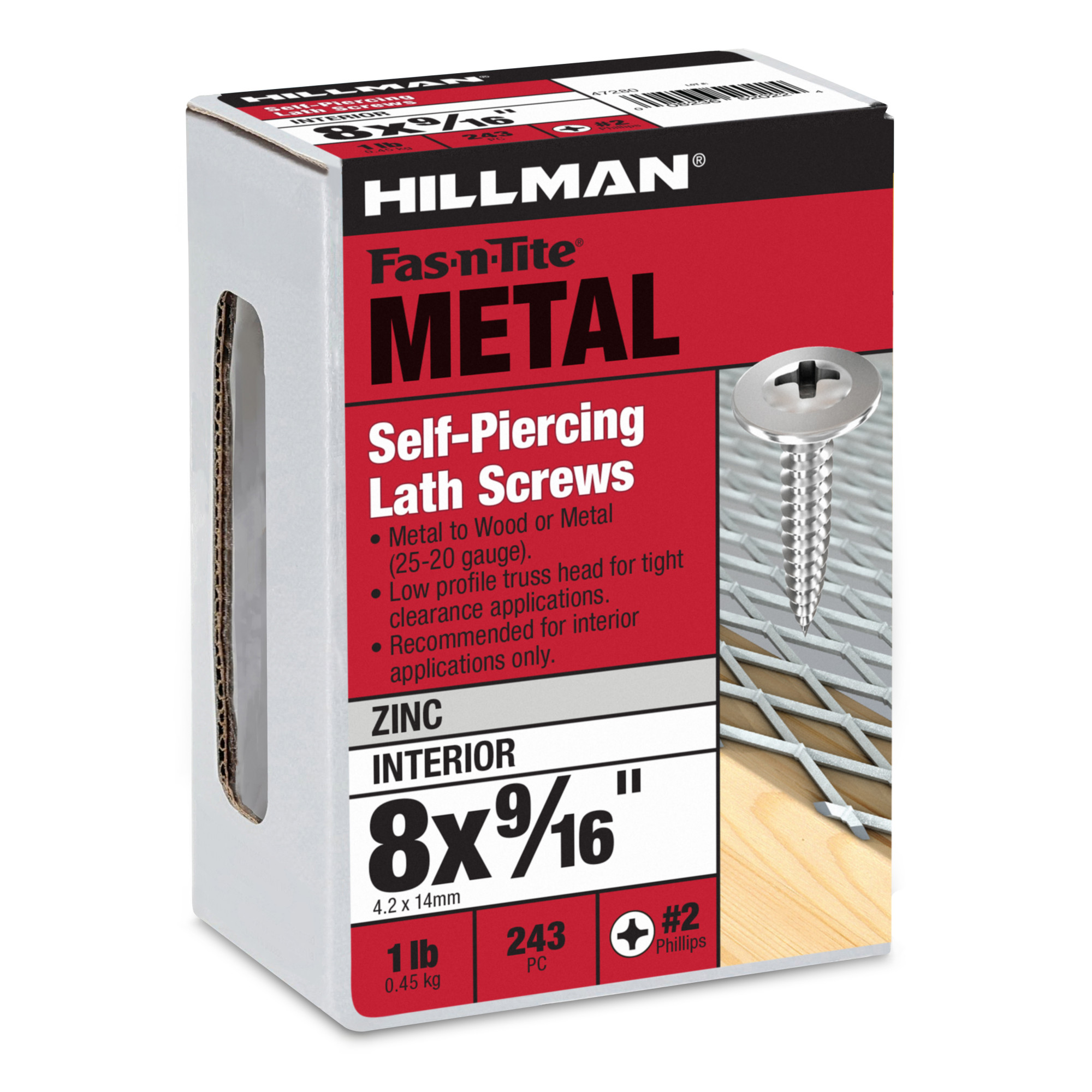 Hillman Truss Washer Head Needle Point Lath Screws (#8 x 9/16 in.) - 1lb Box