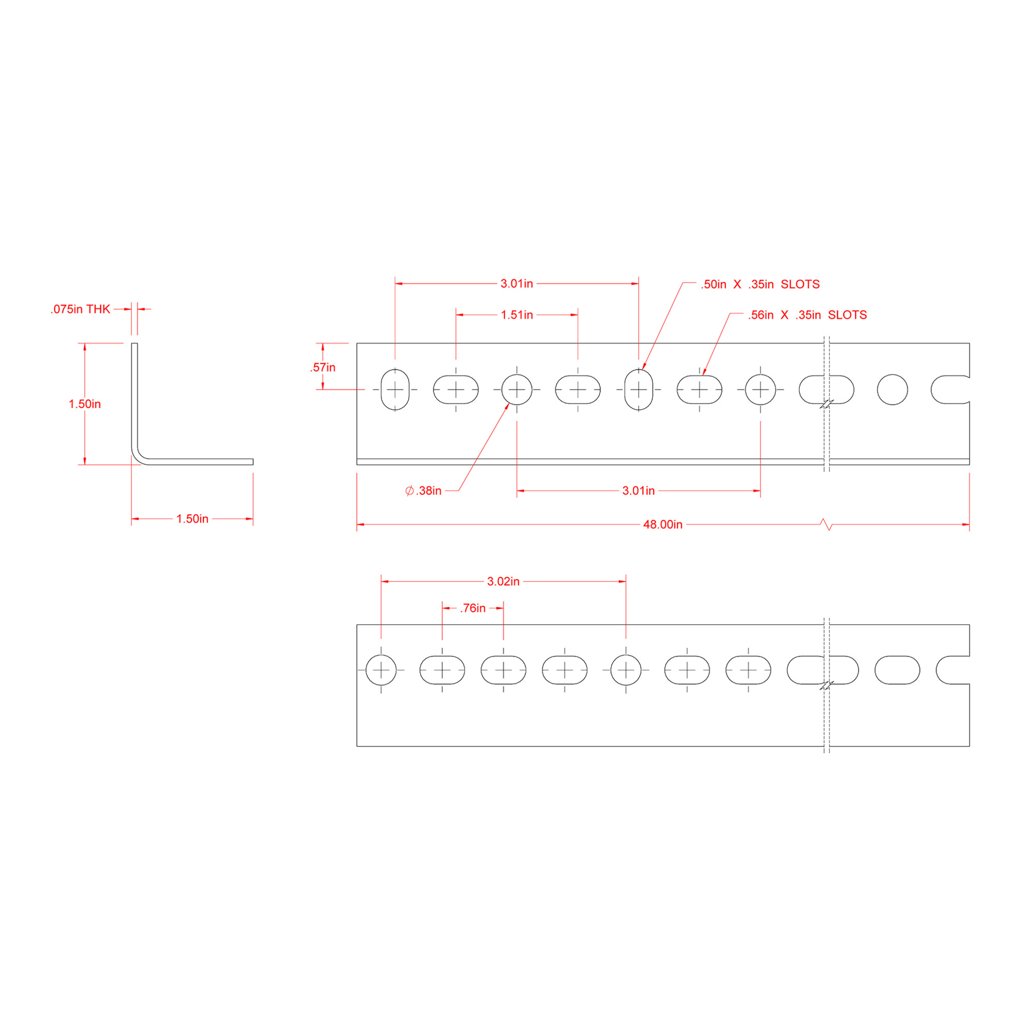 SteelWorks Slotted Angle Zinc-Plated (1-1/2 in. x 1-1/2 in. x 4 ft.)