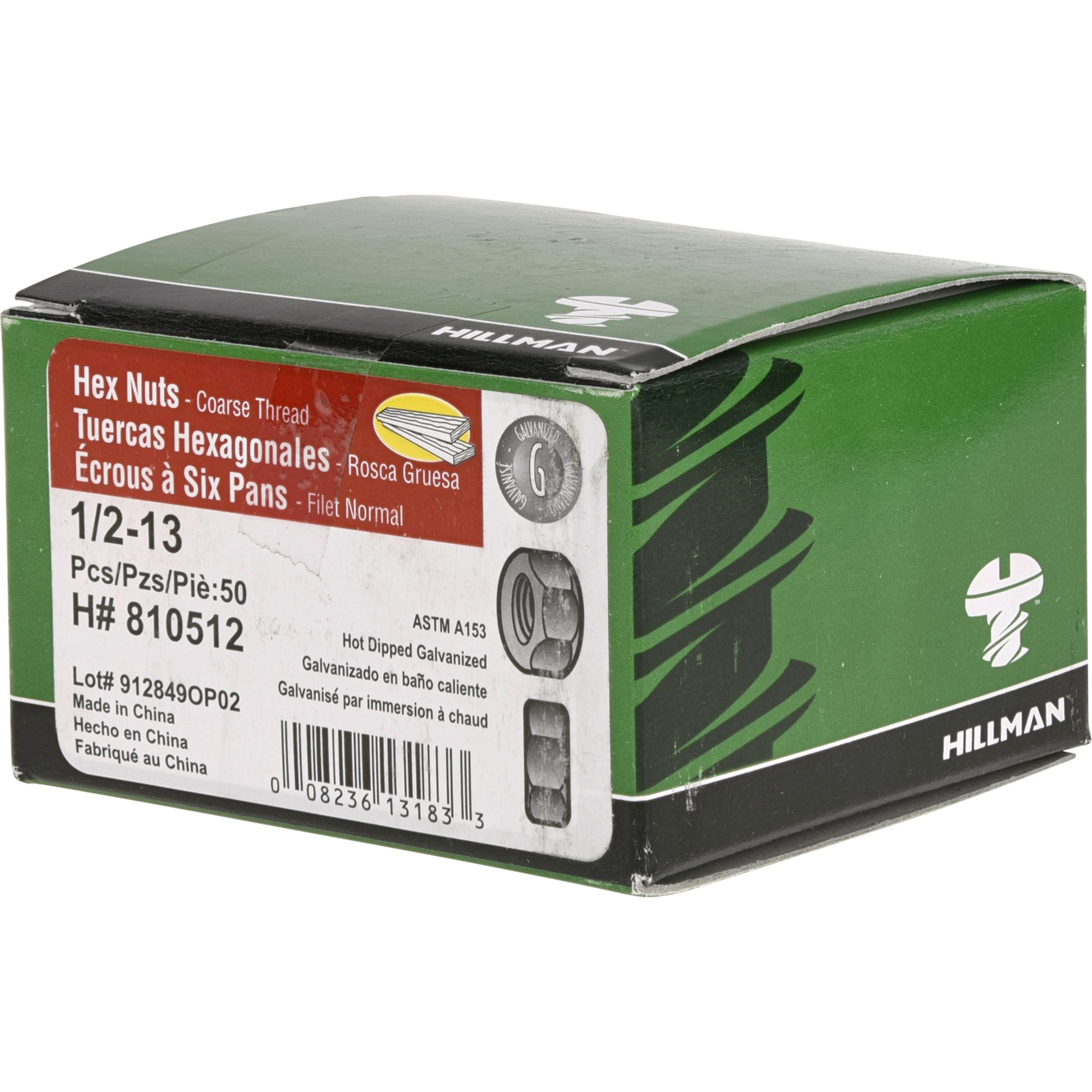 Hillman Coarse Galvanized Hex Nuts 1/2 in.-13