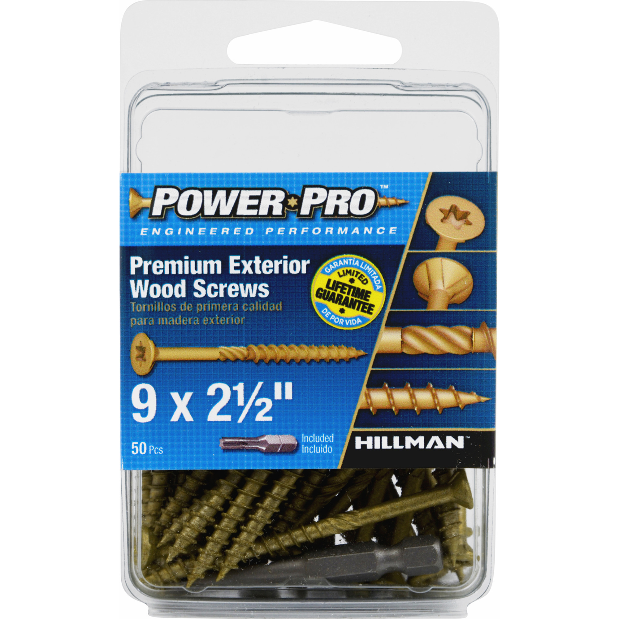 Power Pro Premium Bronze Exterior Wood Screws (#9 x 2-1/2 in.) - 50 pc