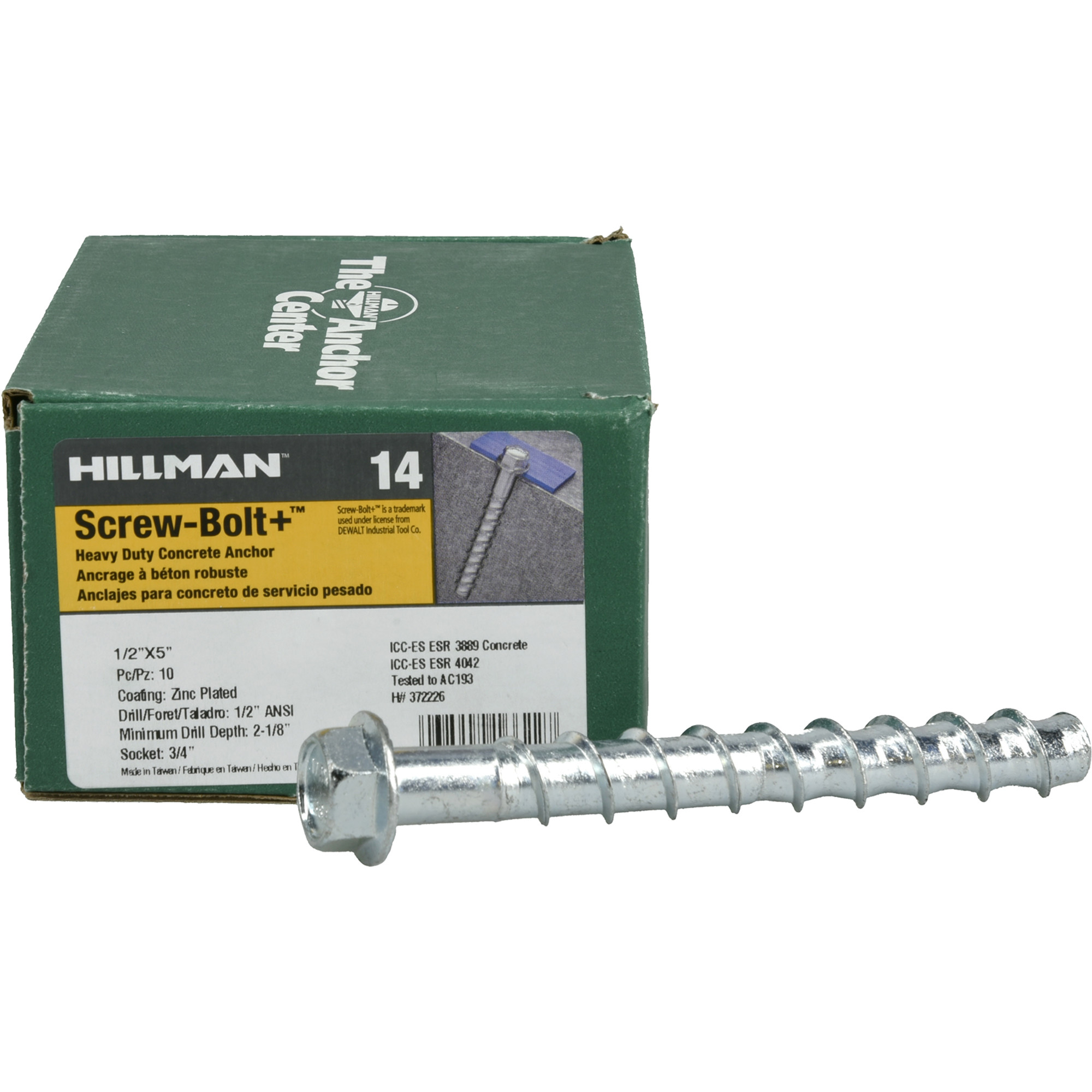 Hillman Screw-Bolt+ Anchor (1/2 in. x 5 in.) - 10 pc