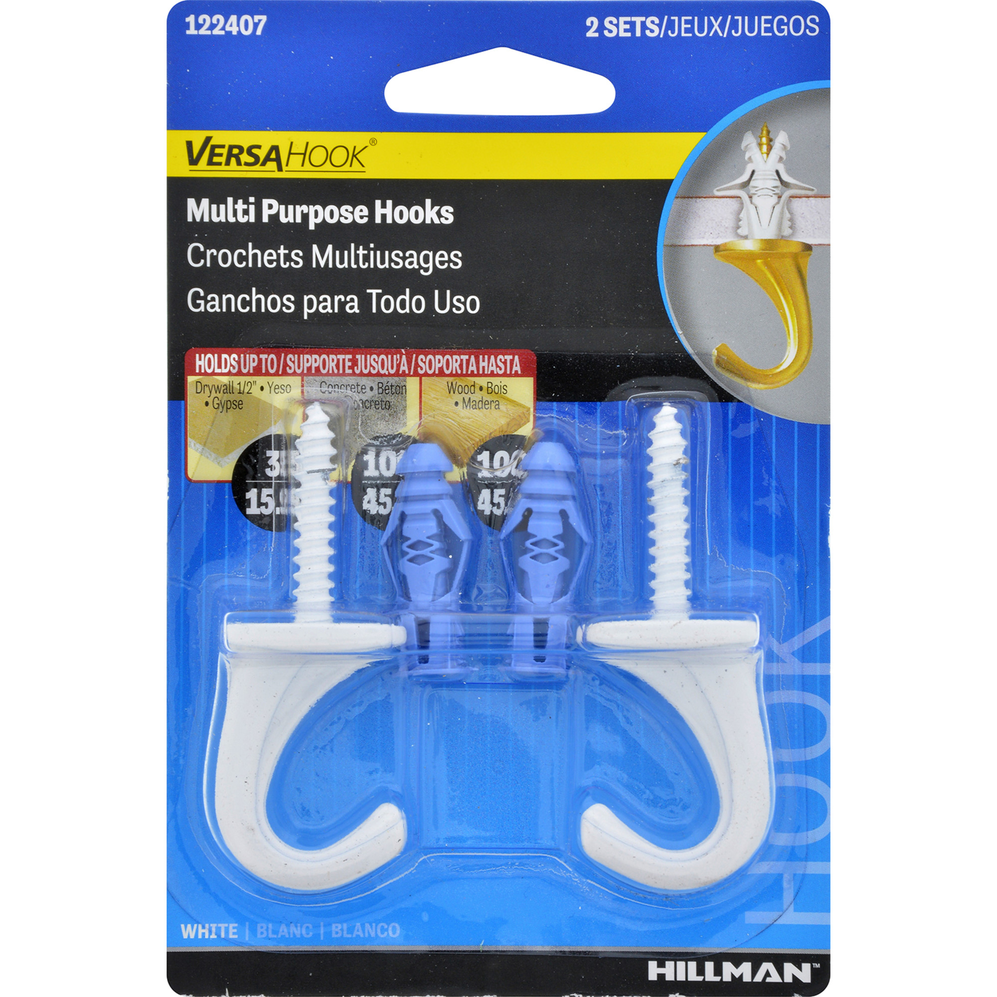 Hillman COBRA White Ceiling Hook 75lb 2 Pack