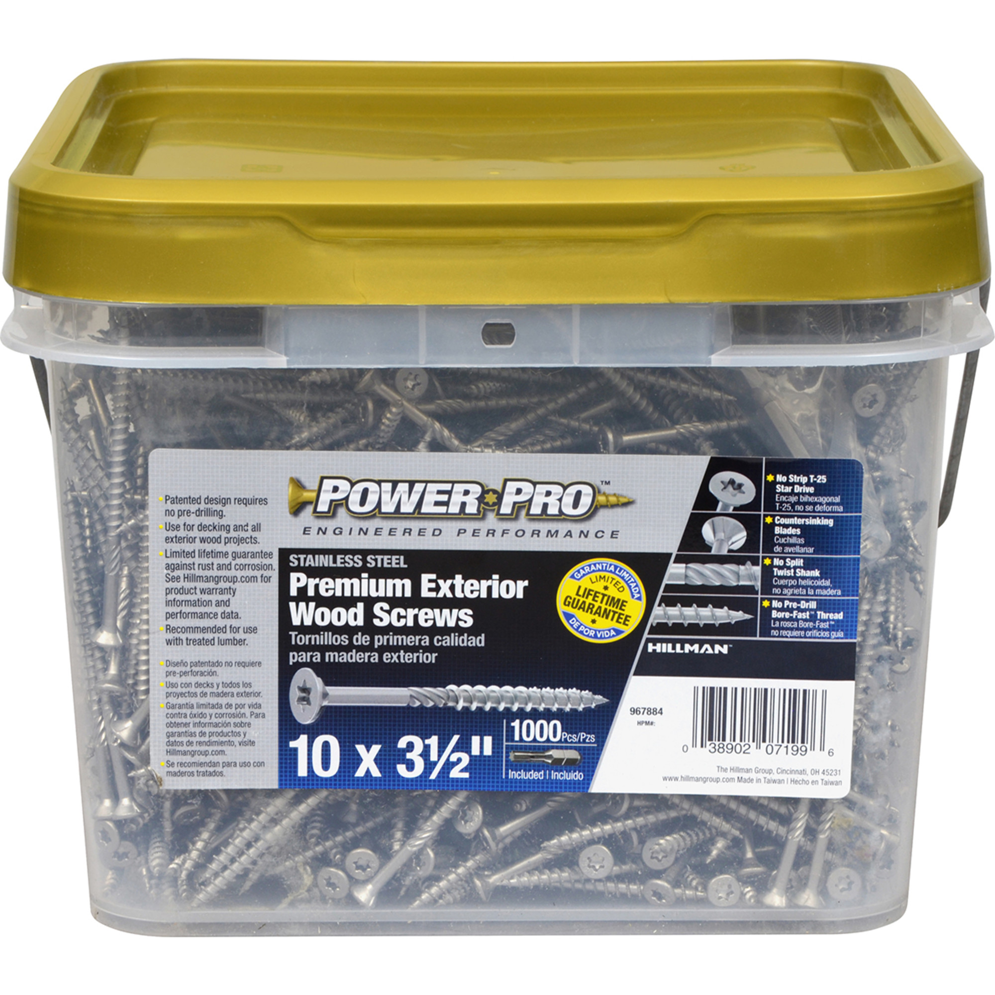 Power Pro Premium 305 Stainless Steel Wood Screws (#10 x 3-1/2 in.) - 1000 pc