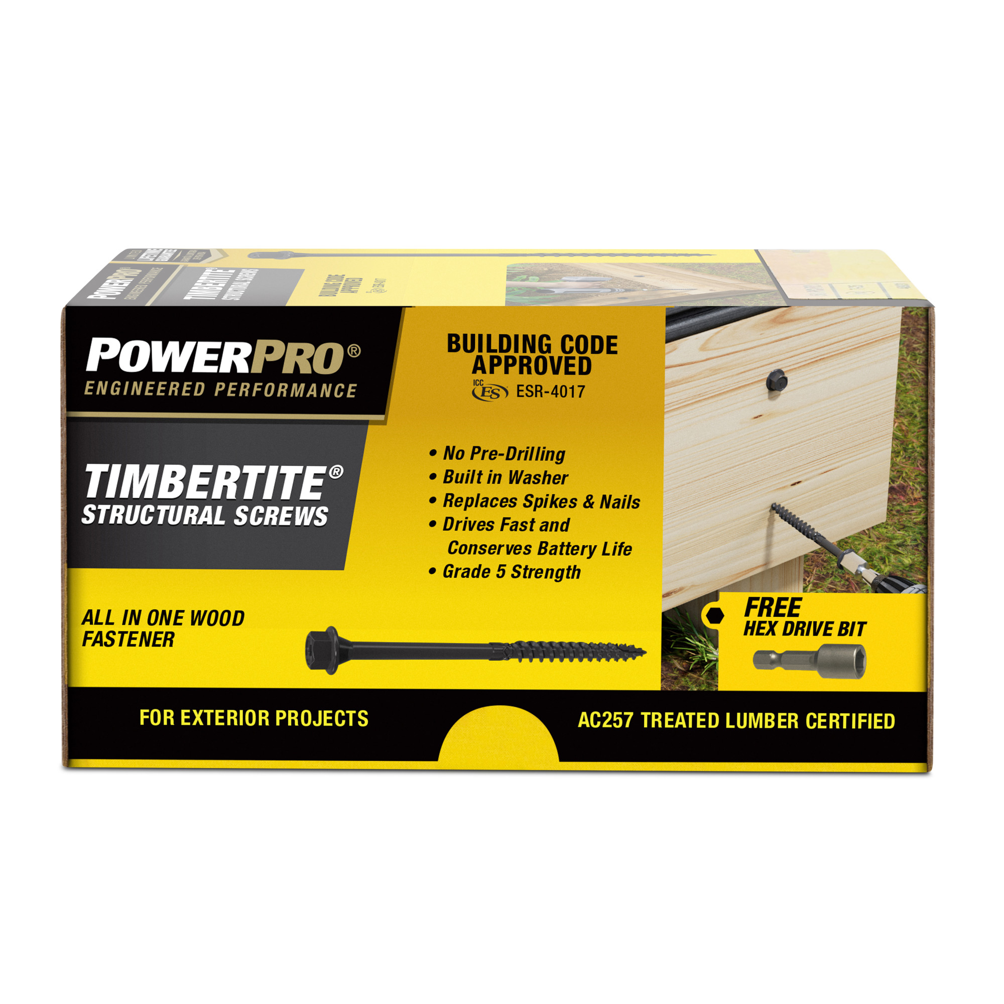Power Pro TimberTite Structural Screws (1/4 in. x 4 in.) - 45 pc