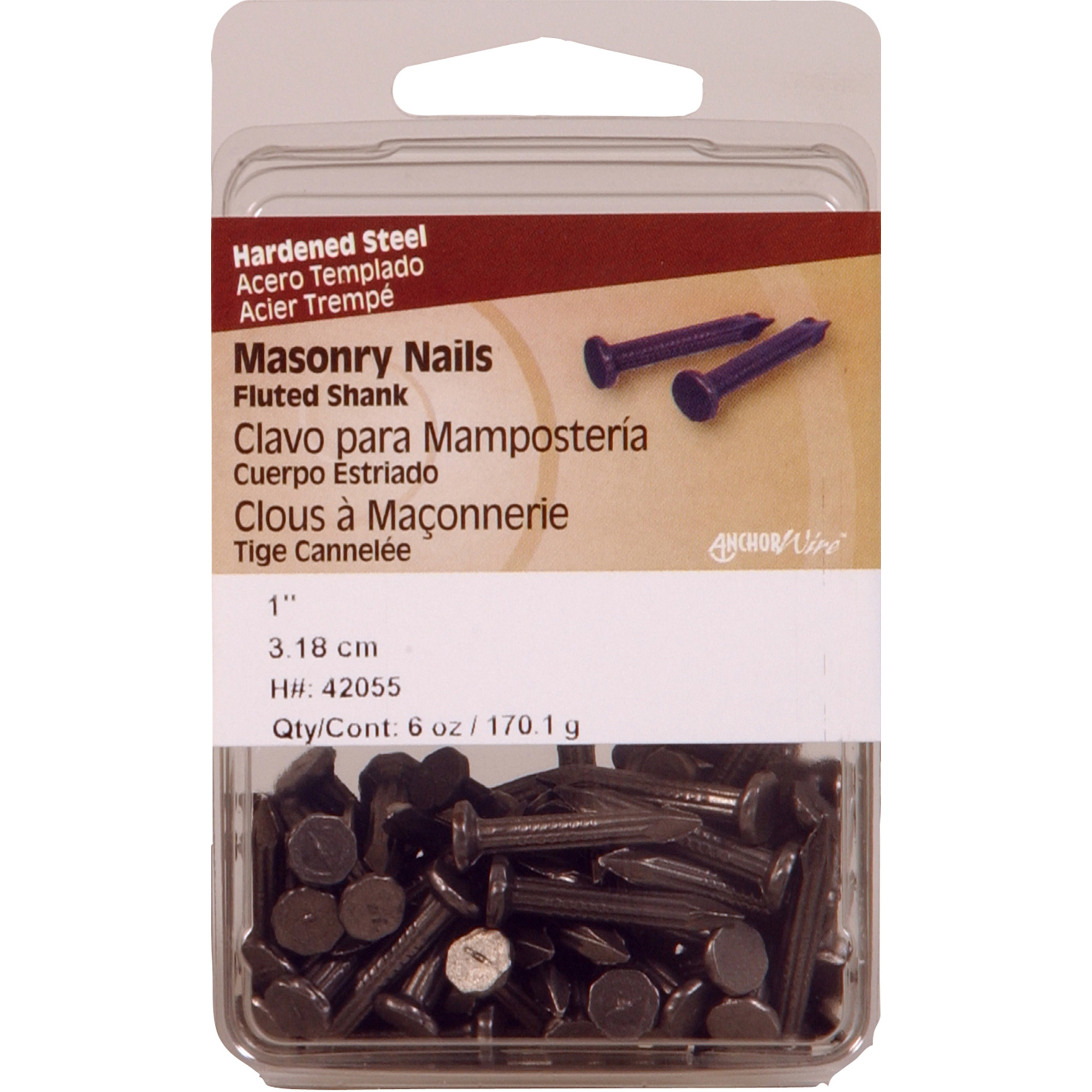Anchor Wire Bright Fluted Masonry Nails (1 in.) - 6 oz.