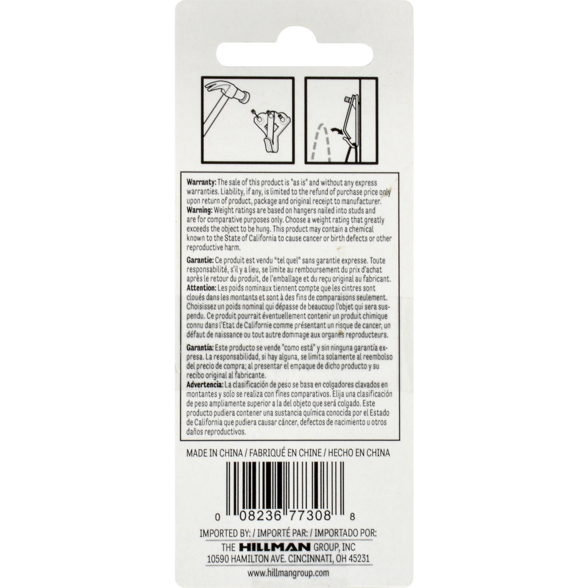 Hillman Professional Safety Picture Hangers Brass 75lb