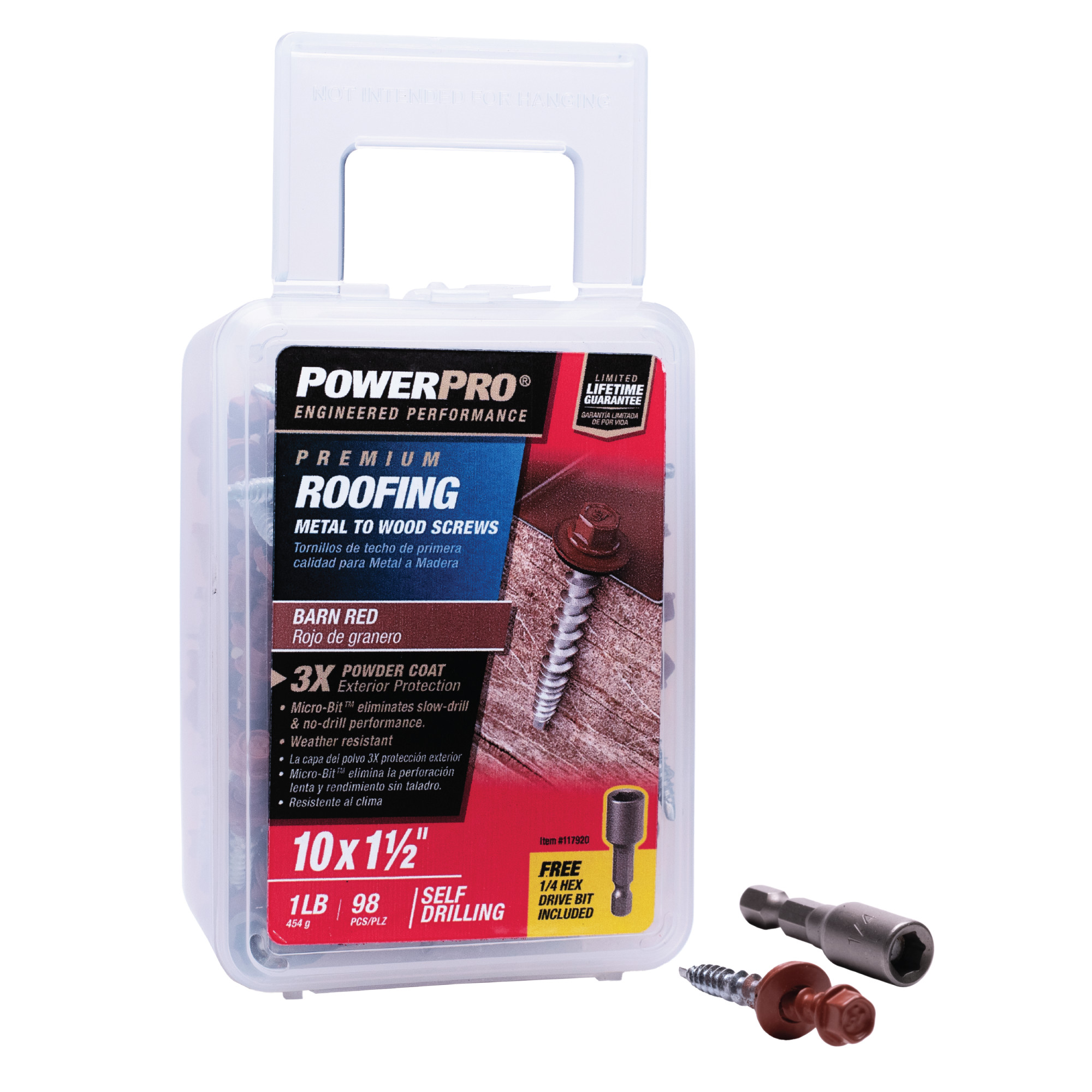 Power Pro Red Self Drilling Metal-to-Wood Roofing Screws (#10 x 1-1/2 in.) - 98 pc