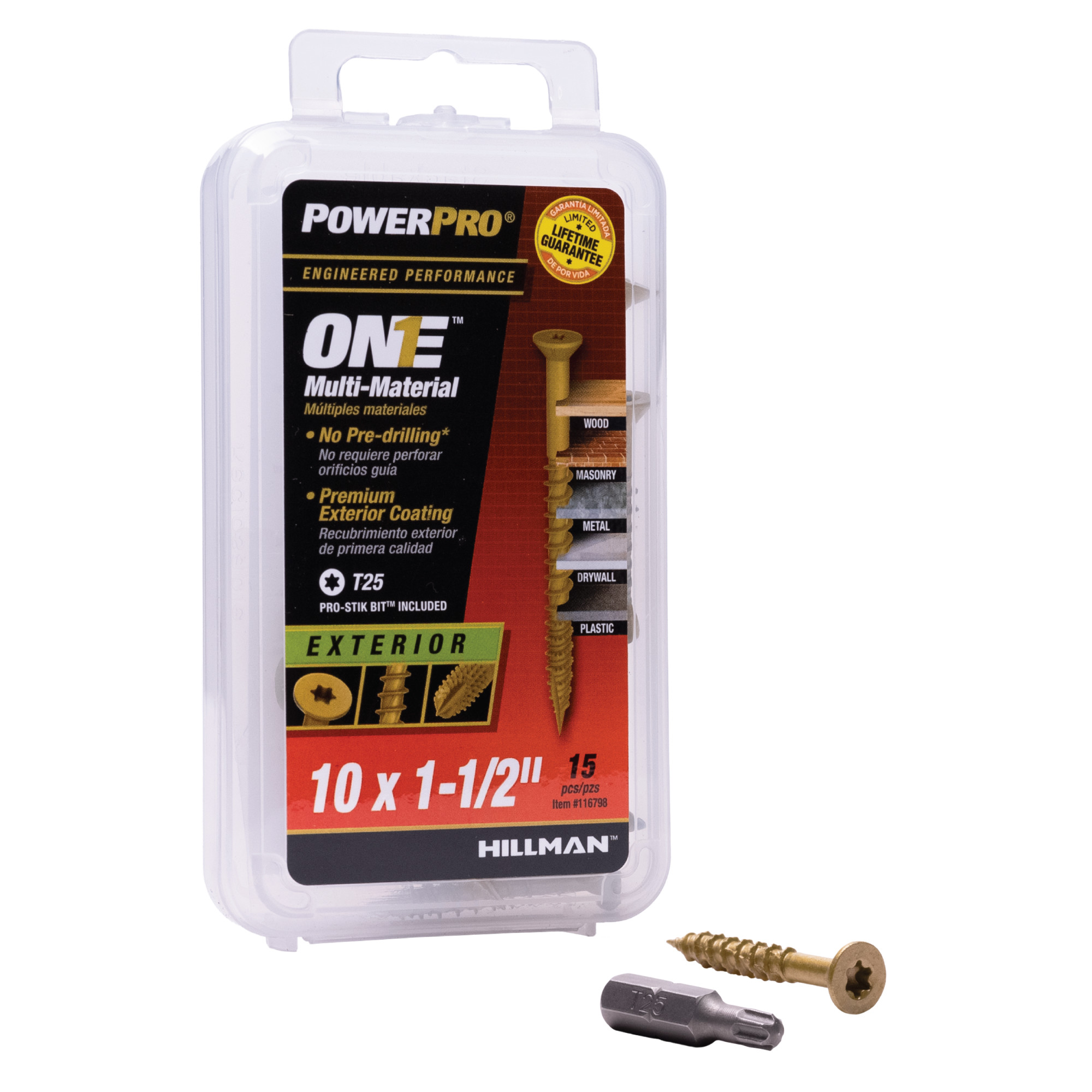 Power Pro ONE Flat Exterior Bronze Multi-Material Screws (#10 x 1-1/2 in.) - 15pc