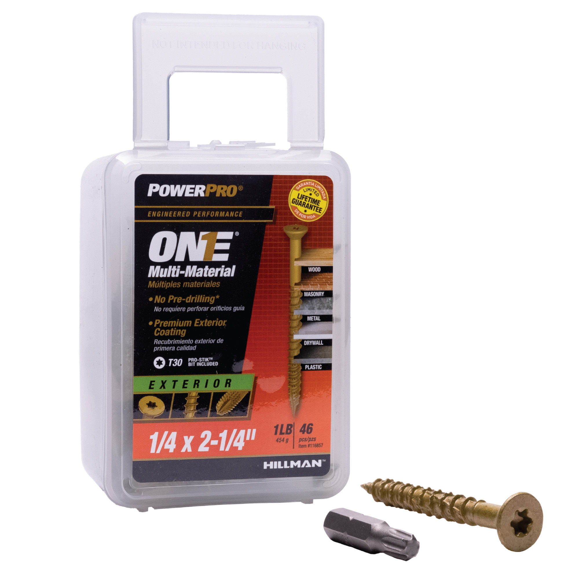 Power Pro ONE Flat Exterior Bronze Multi-Material Screws (1/4 in. x 2-1/4 in.) - 46 pc