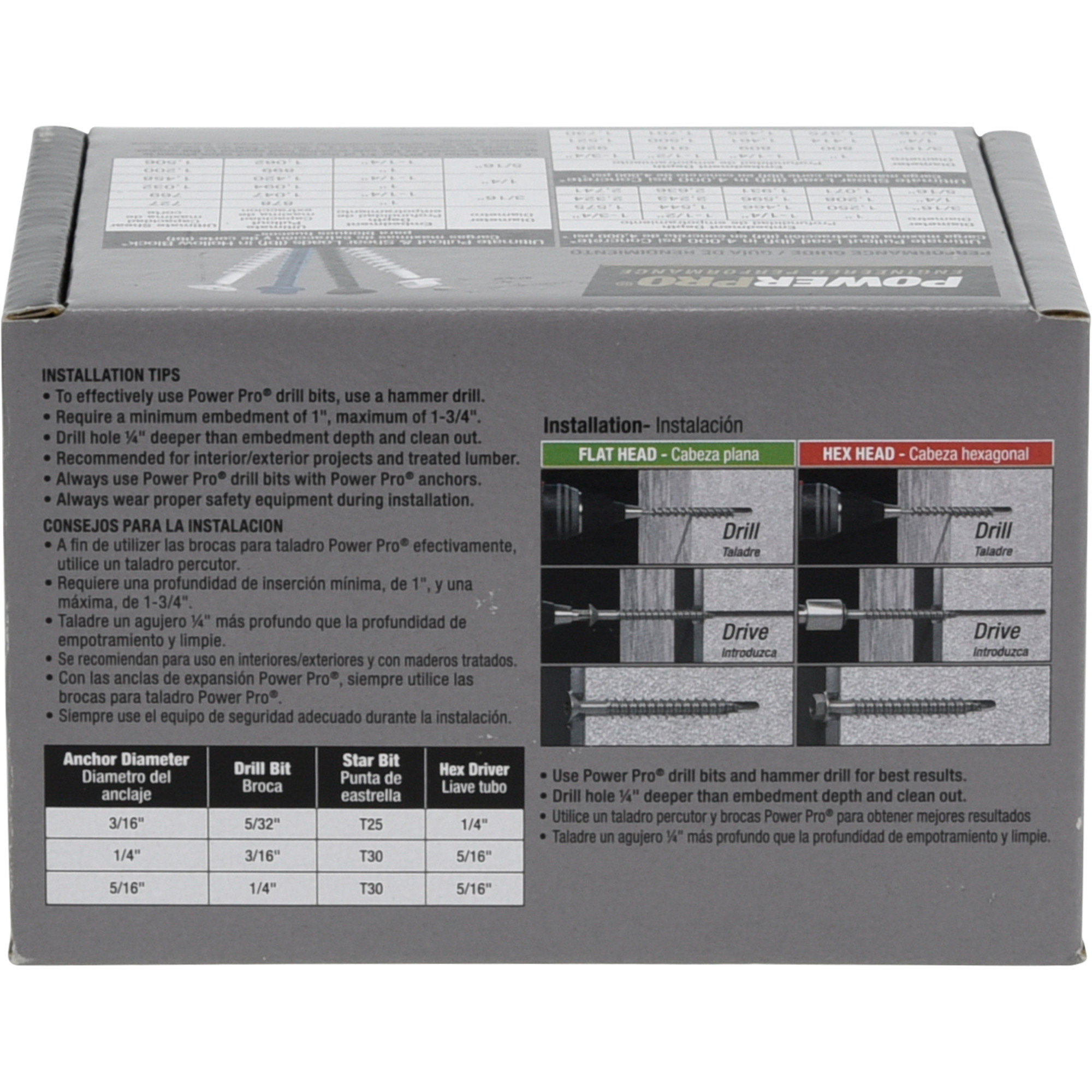 Power Pro Black Hex Washer-Head Concrete Screw Anchor (3/16 in. x 3-1/4 in.) - 100 pc