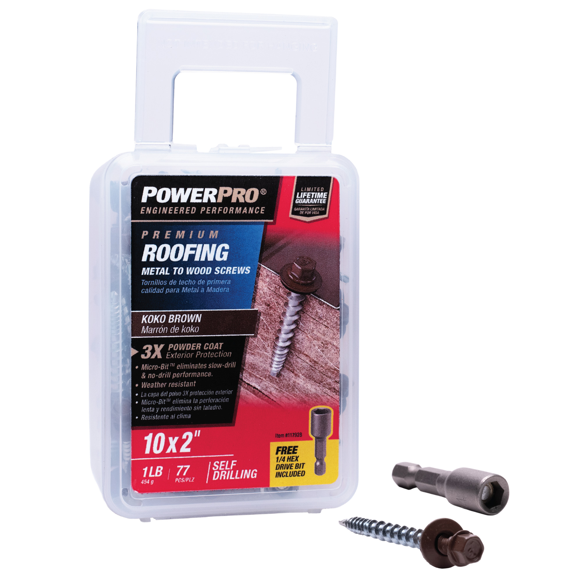 Power Pro Brown Self Drilling Metal-to-Wood Roofing Screws (#10 x 2 in.) - 77 pc