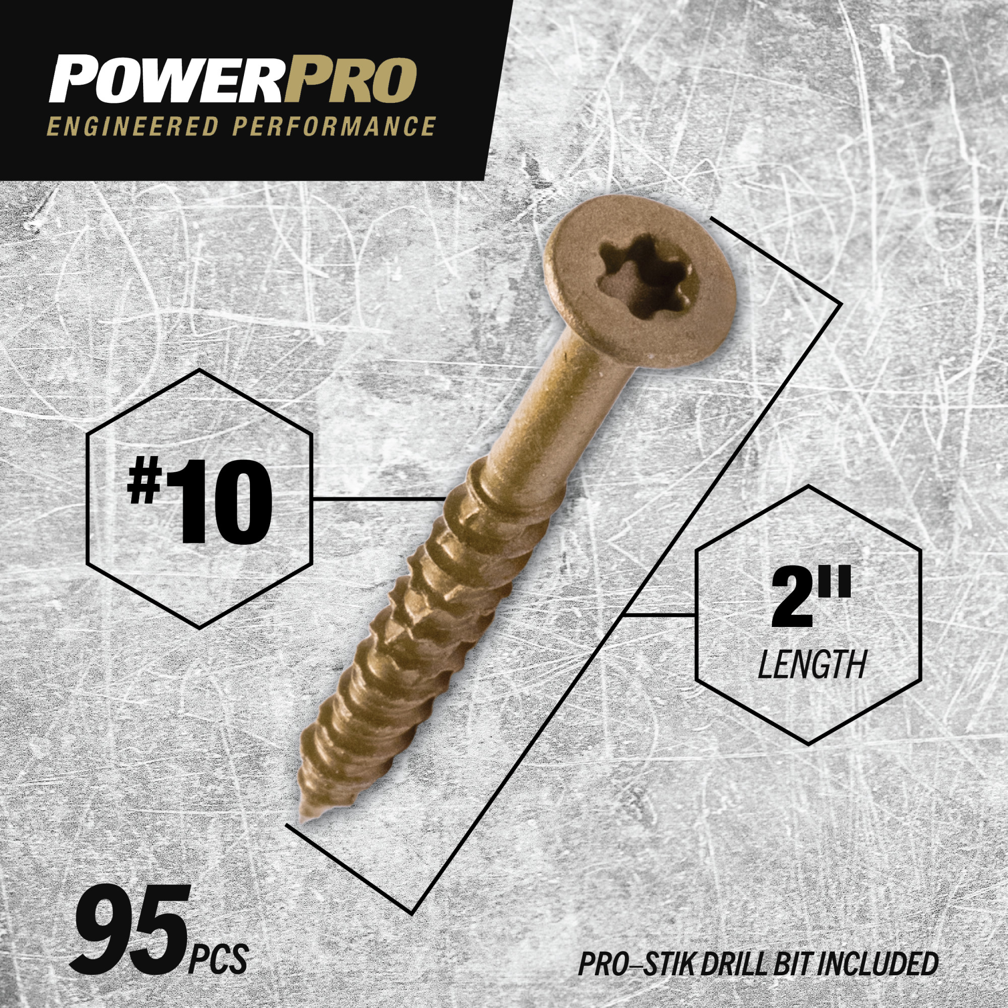 Power Pro ONE Flat Exterior Bronze Multi-Material Screws (#10 x 2 in.) - 95 pc
