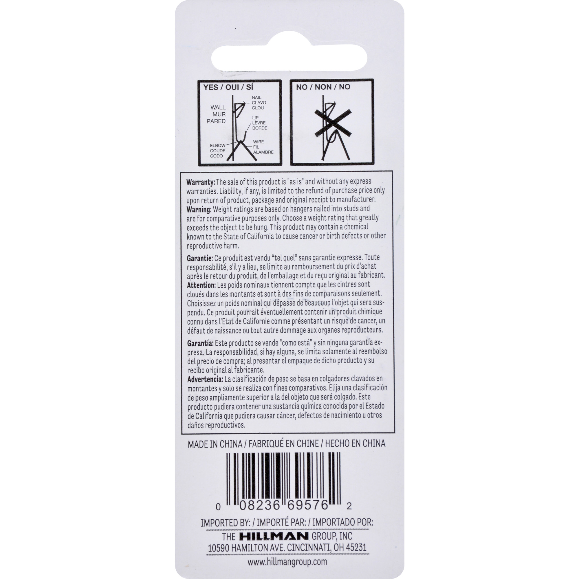 Hillman Conventional Picture Hangers White 20lb 8 Pack