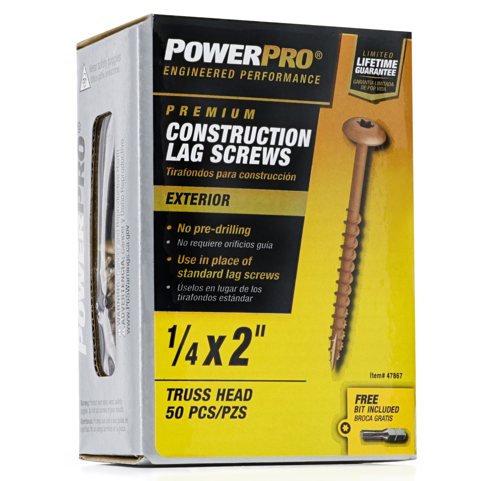 Power Pro Bronze Star Drive Construction Lag Screws (1/4 in.-20 x 2 in.) - 50 pc