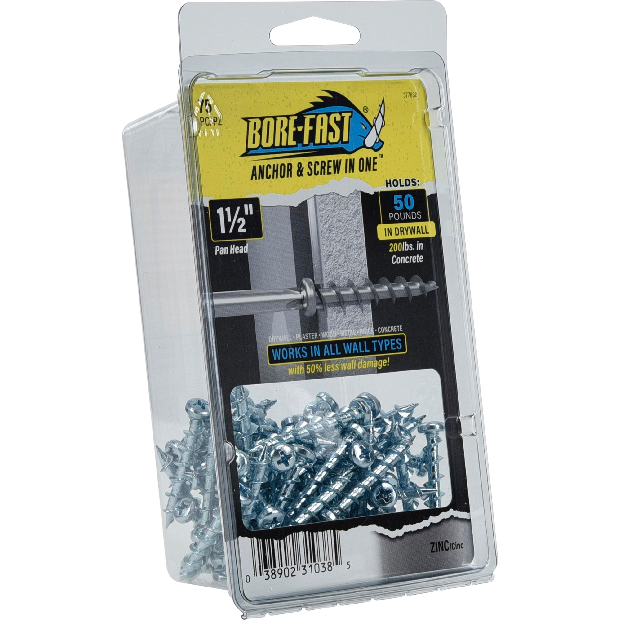 Hillman Borefast Zinc Phillips Pan-Head Screw Anchor (1-1/2 in.) - 75 pc