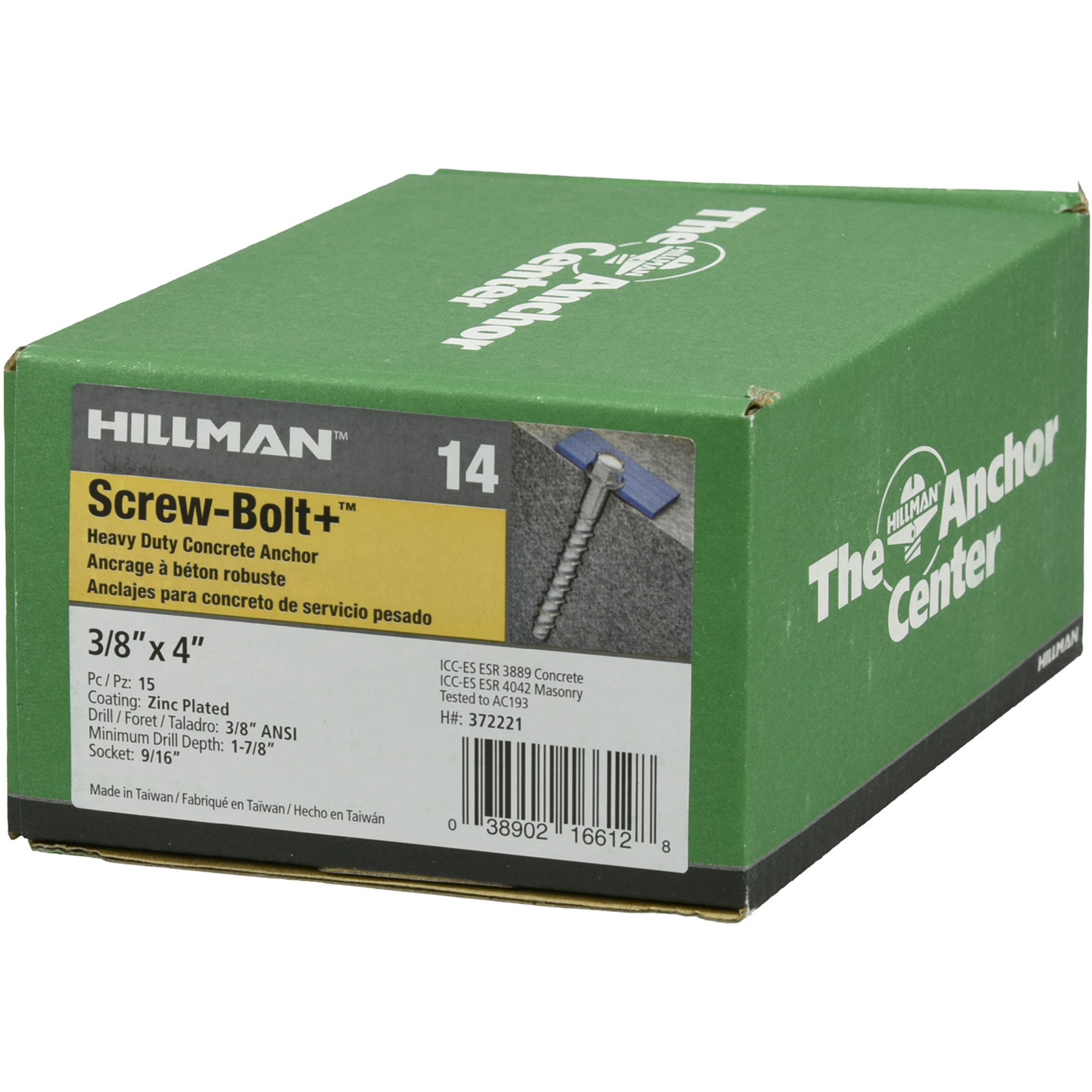 Hillman Screw-Bolt+ Anchor (3/8 in. x 4 in.) - 15 pc