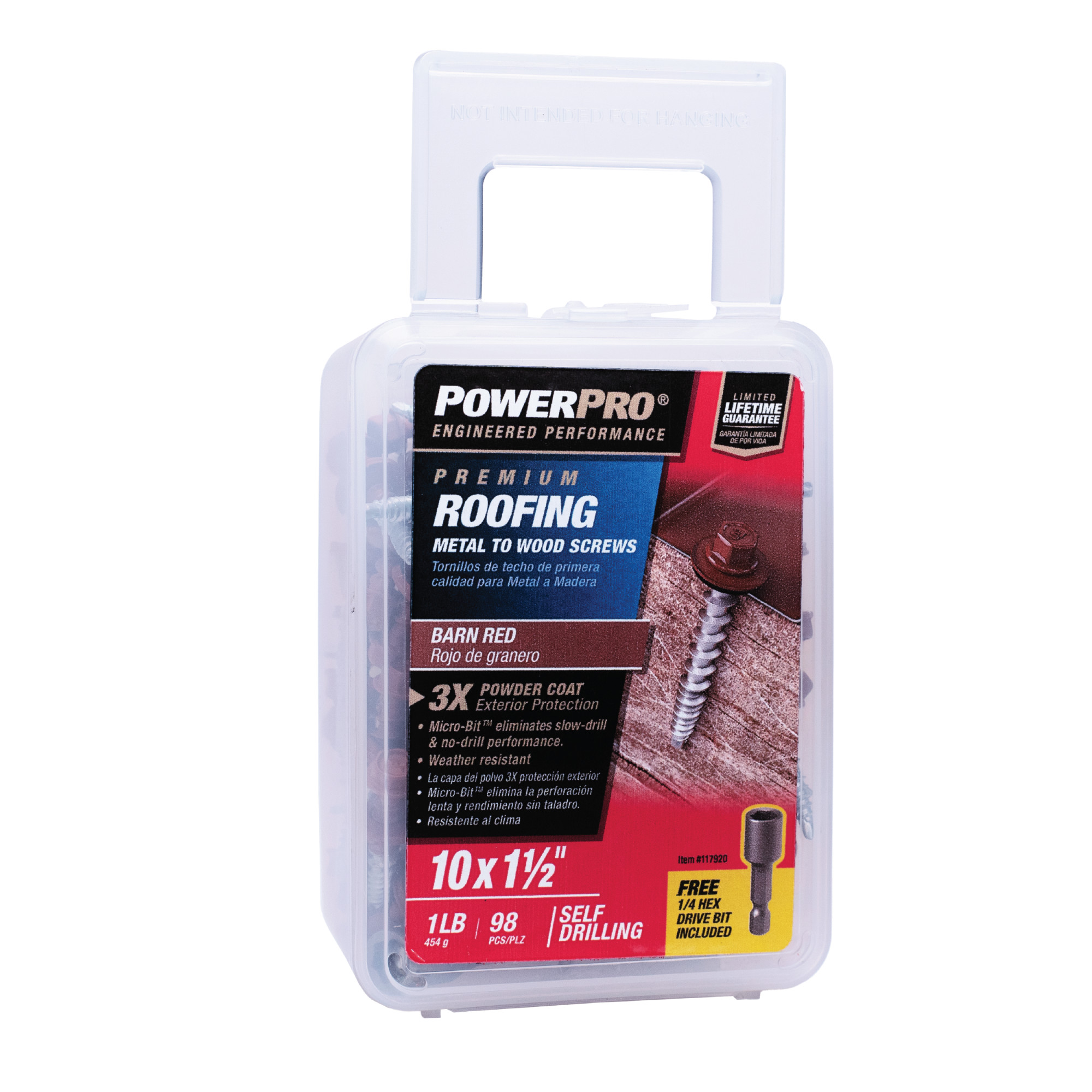 Power Pro Red Self Drilling Metal-to-Wood Roofing Screws (#10 x 1-1/2 in.) - 98 pc