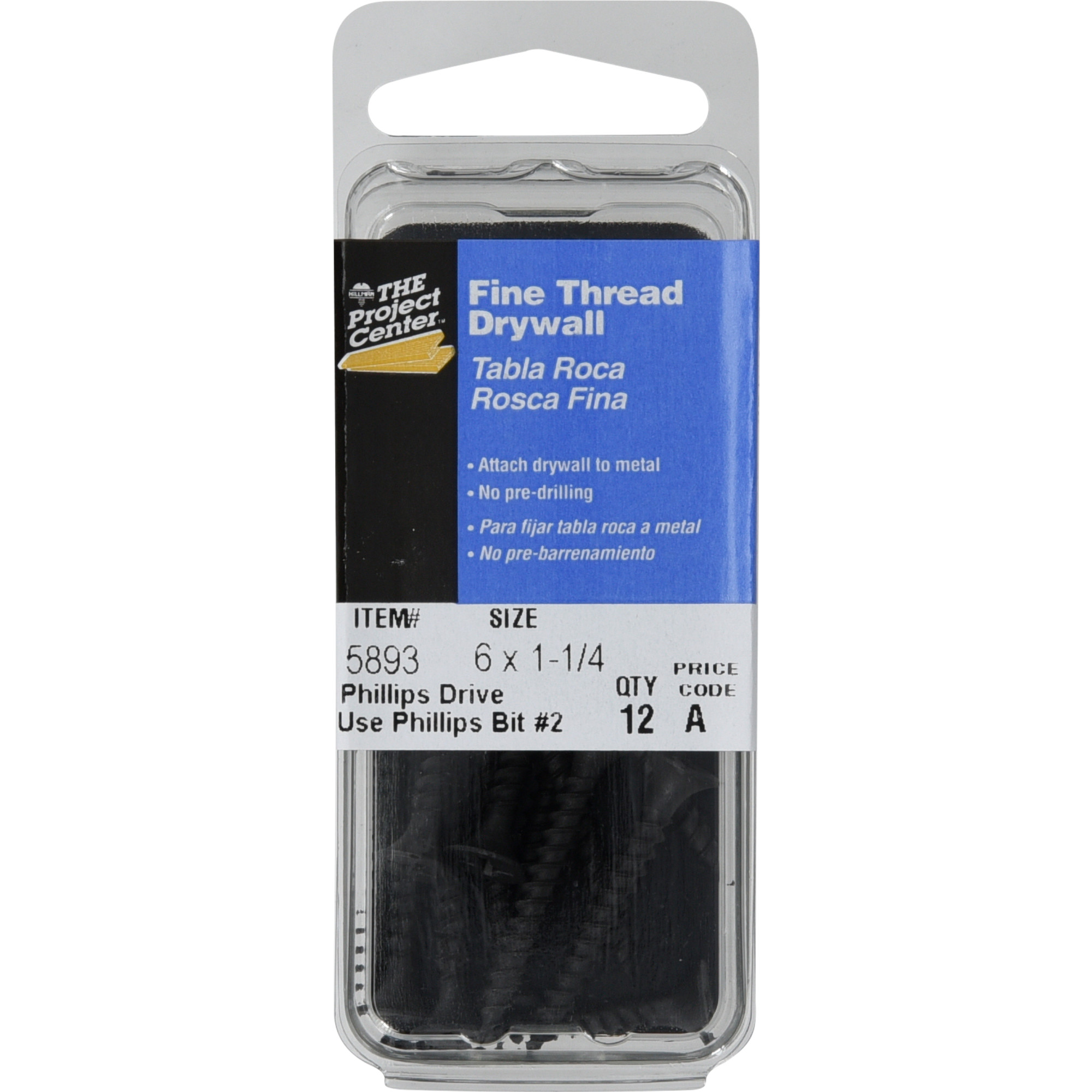 Project Center Fine Thread Drywall Screws (#6 x 1-1/4 in.) - 12 pc