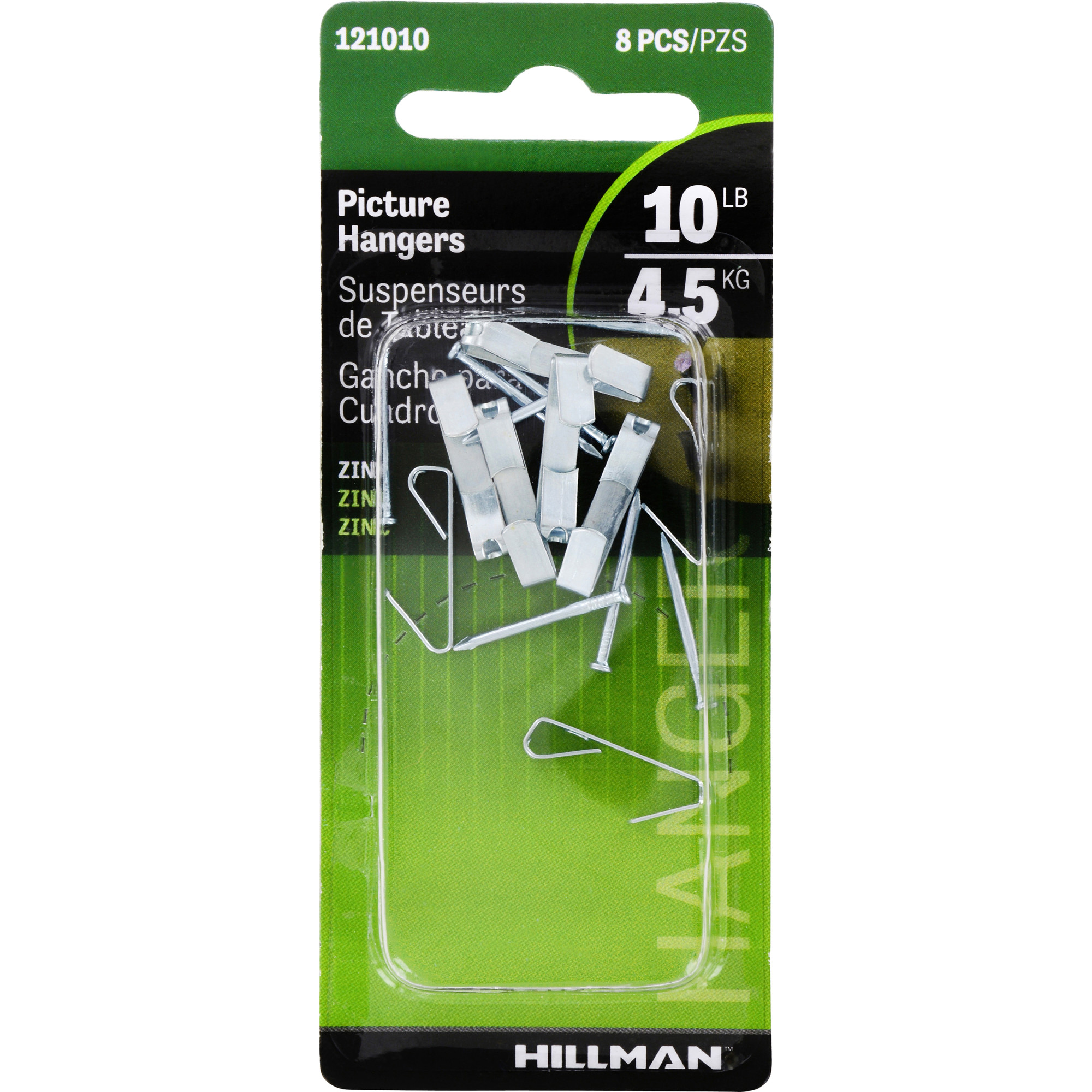 Hillman Conventional Picture Hangers Zinc 10lb 8 Pack