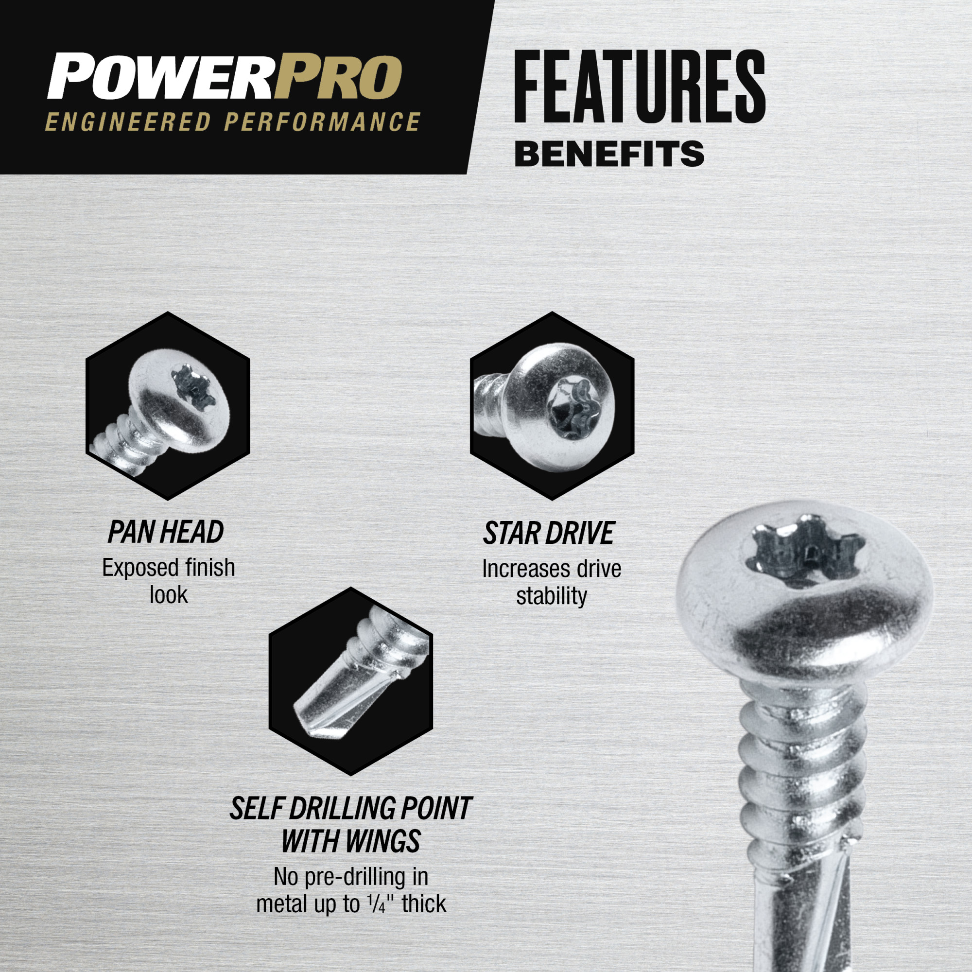 Power Pro Premium Zinc Sheet Metal Self-Drilling Screws (#10-32 x 3/4 in.) - 127 pc