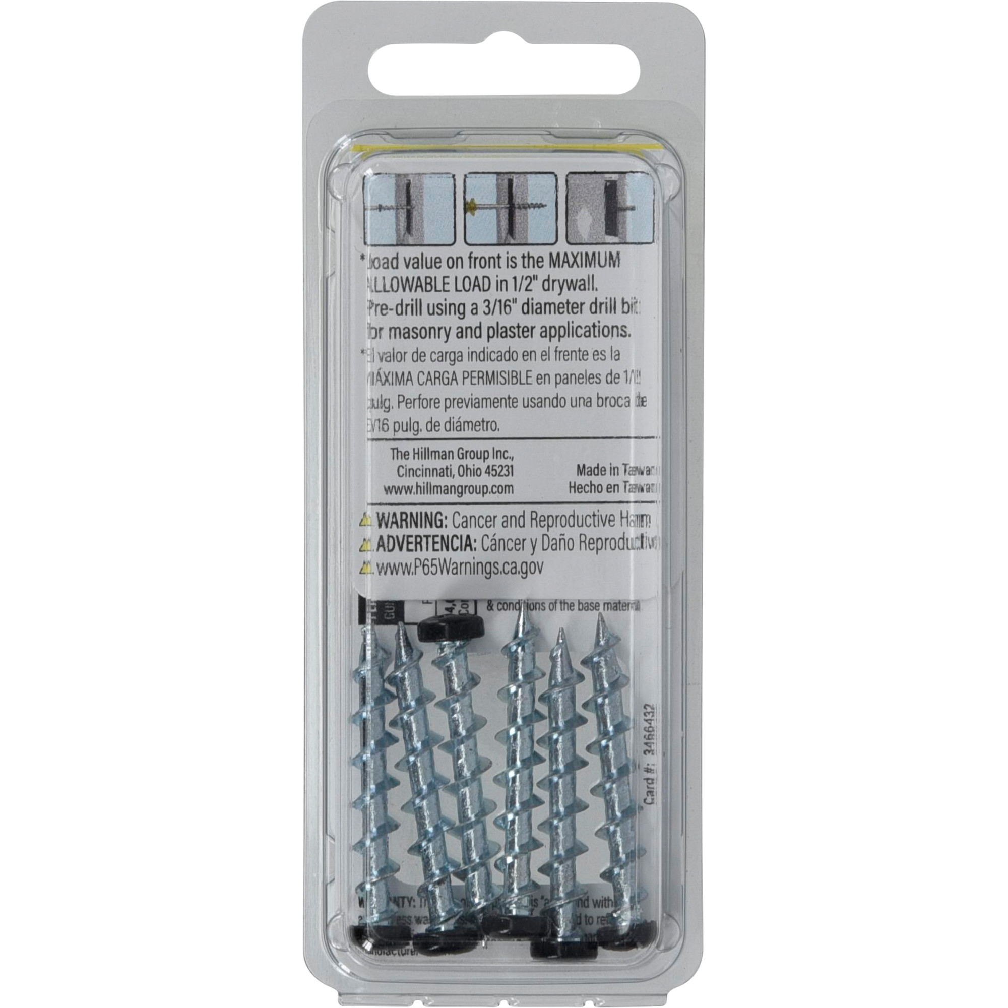 Hillman Borefast Black Phillips Pan-Head Screw Anchor (1-1/2 in.) - 6 pc