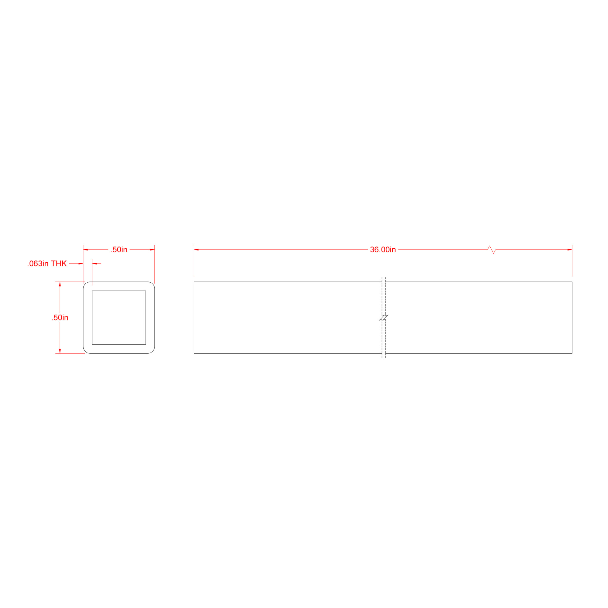 SteelWorks Weldable Hot-Rolled Steel Square Tube (1/2 in. x 3 ft.)