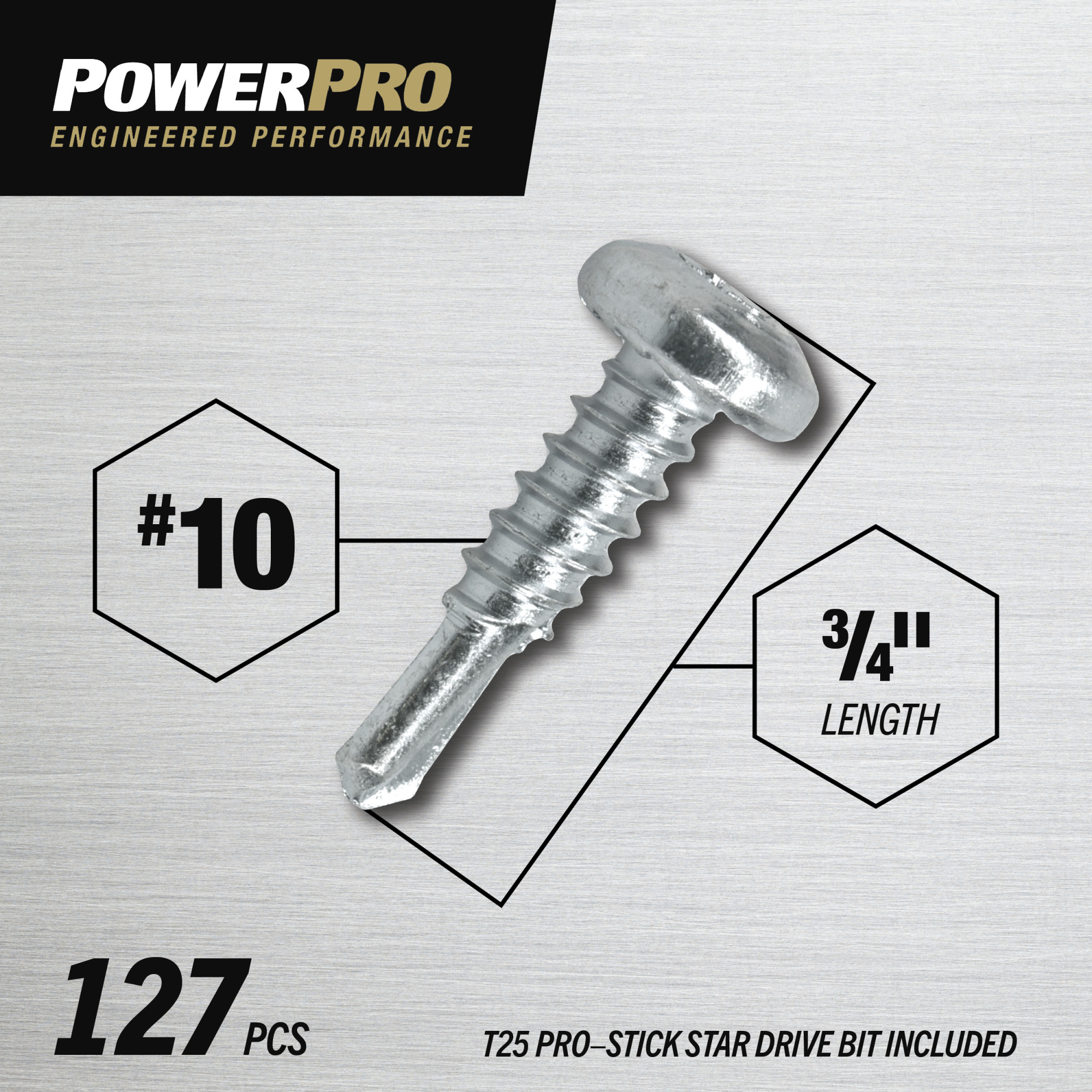 Power Pro Premium Zinc Sheet Metal Self-Drilling Screws (#10-32 x 3/4 in.) - 127 pc
