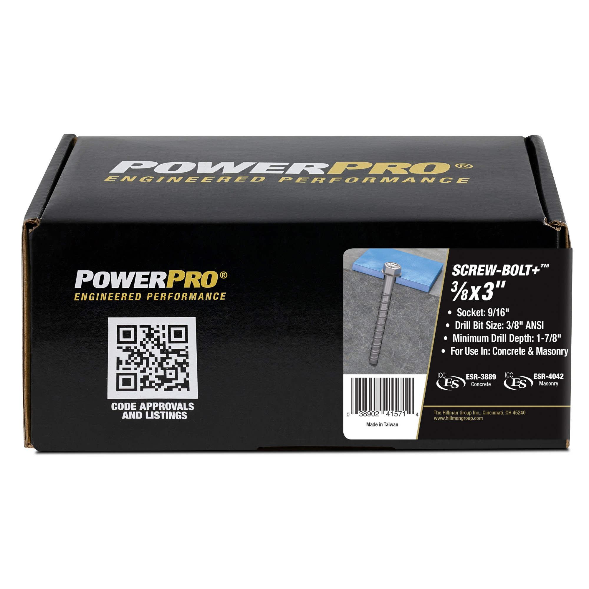 Power Pro Galvanized Hex Washer Head Screw-Bolt+ Anchors (3/8 in. x 3 in.) - 50 pc