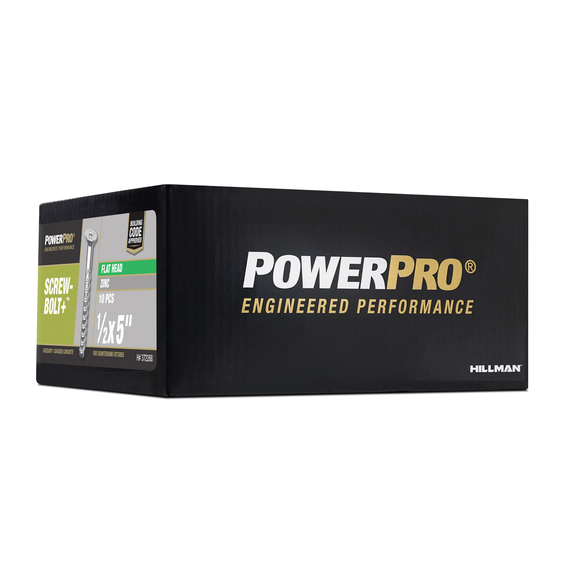 Power Pro Zinc Flat Head Screw-Bolt+ Anchors (1/2 in. x 5 in.) - 10 pc