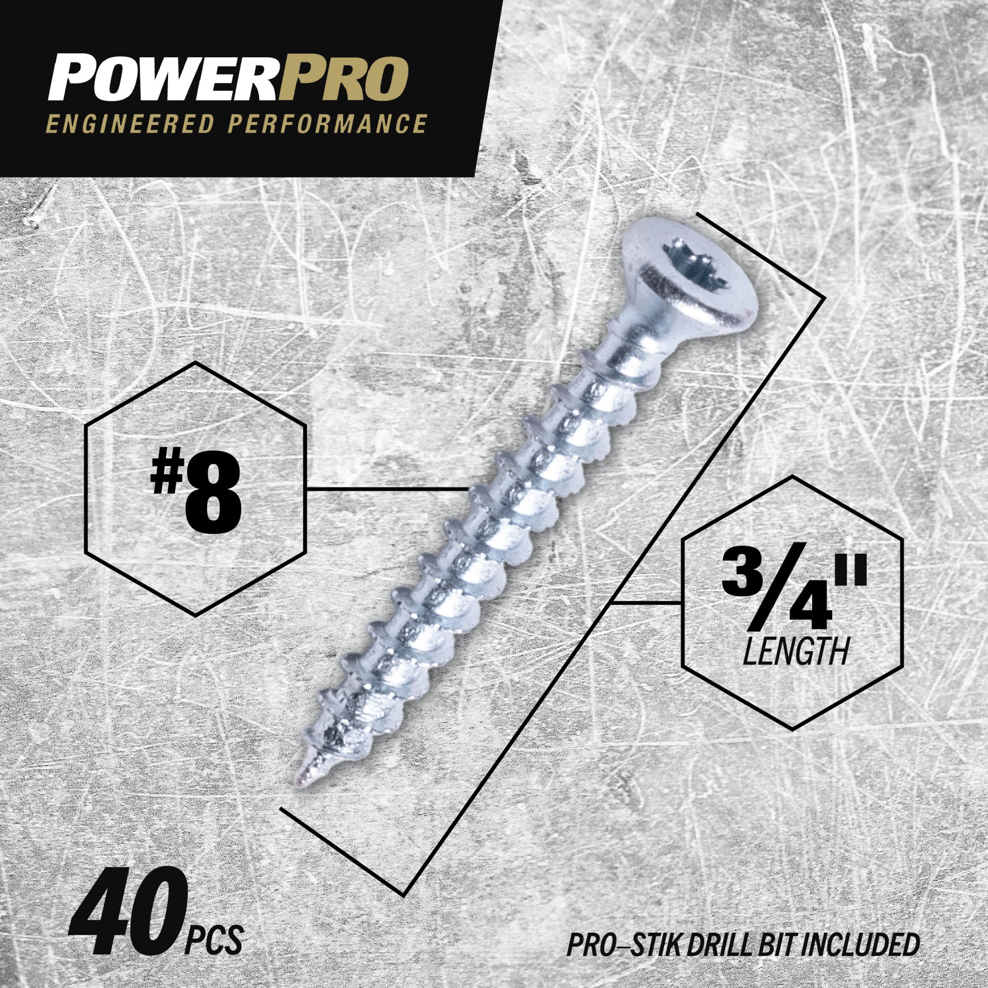 Power Pro ONE Flat Interior Zinc Multi-Material Screws (#8 x 3/4 in.) - 40 pc