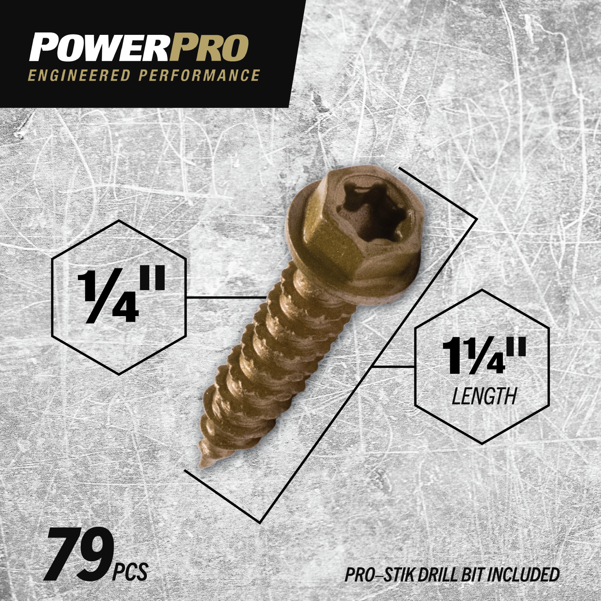 Power Pro ONE Hex Exterior Bronze Multi-Material Screws (1/4 in. x 1-1/4 in.) - 79 pc