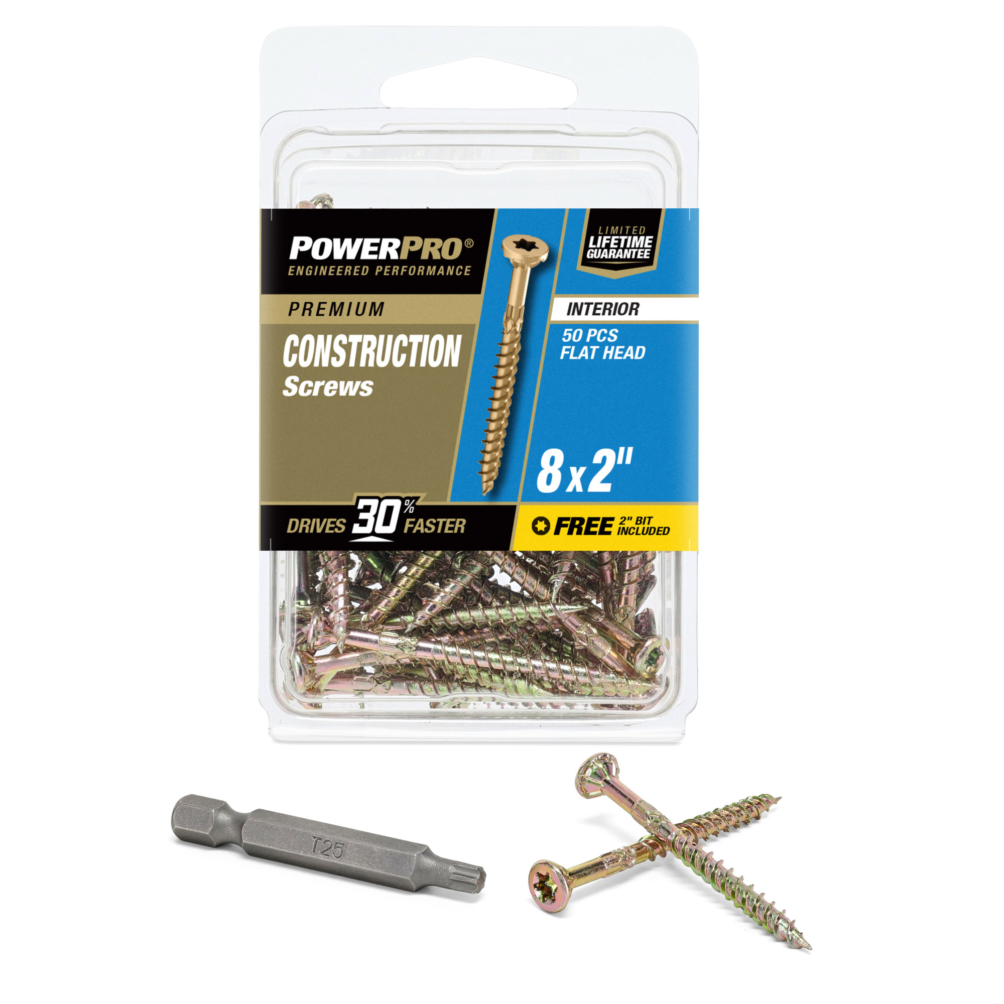 Power Pro Premium Interior Construction Screws (#8 x 2 in.) - 50 pc