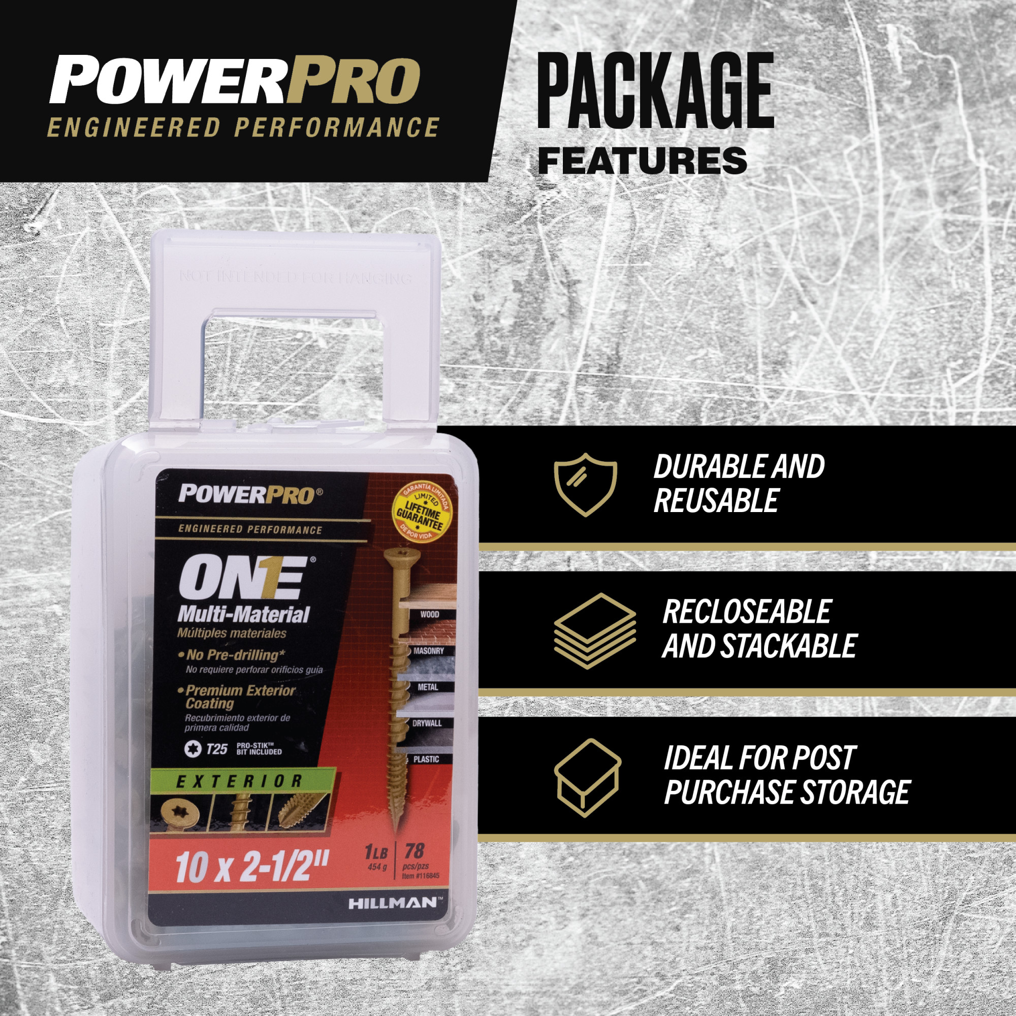 Power Pro ONE Flat Exterior Bronze Multi-Material Screws (#10 x 2-1/2 in.) - 78 pc