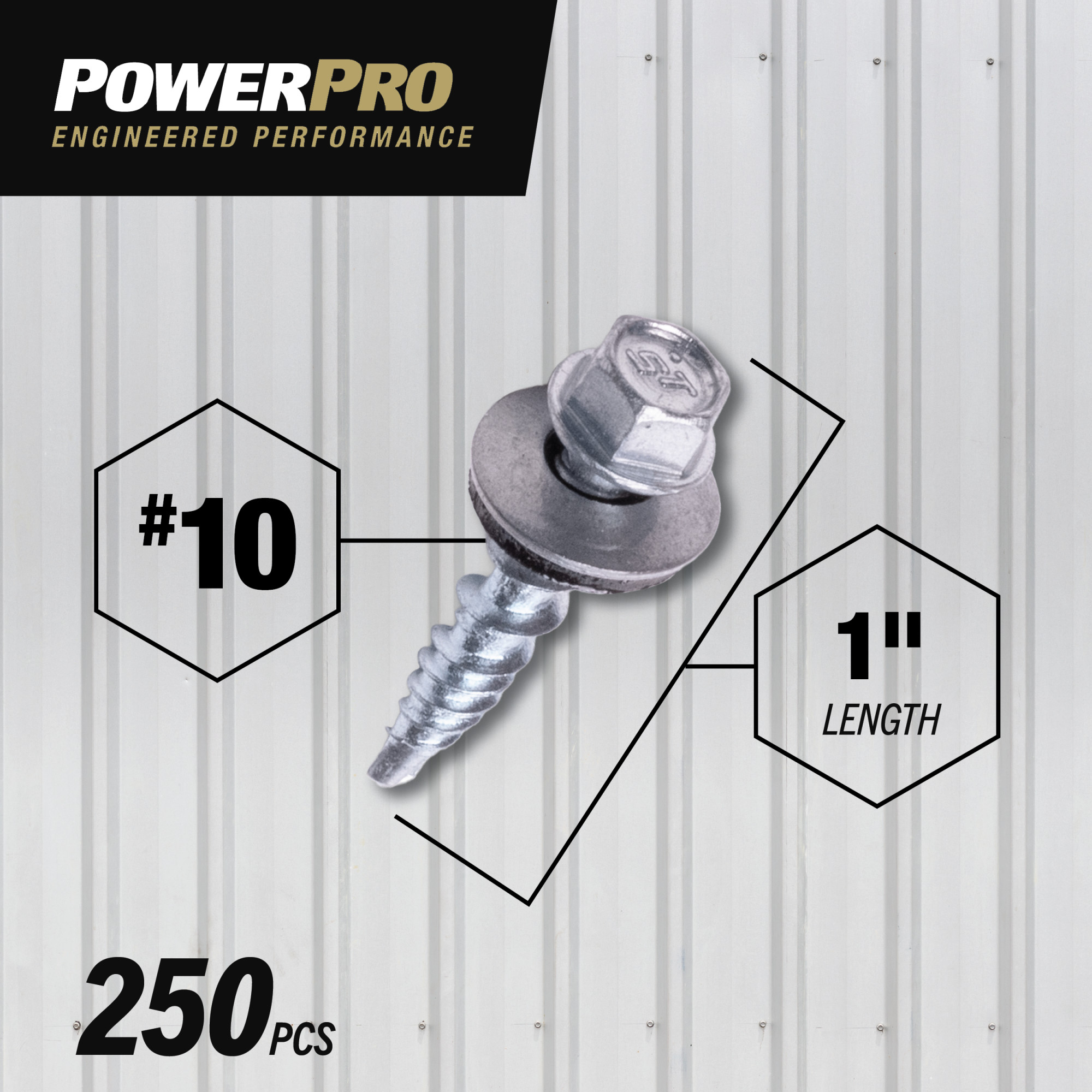 Power Pro Silver Self Drilling Metal-to-Wood Roofing Screws (#10 x 1 in.) - 250 pc
