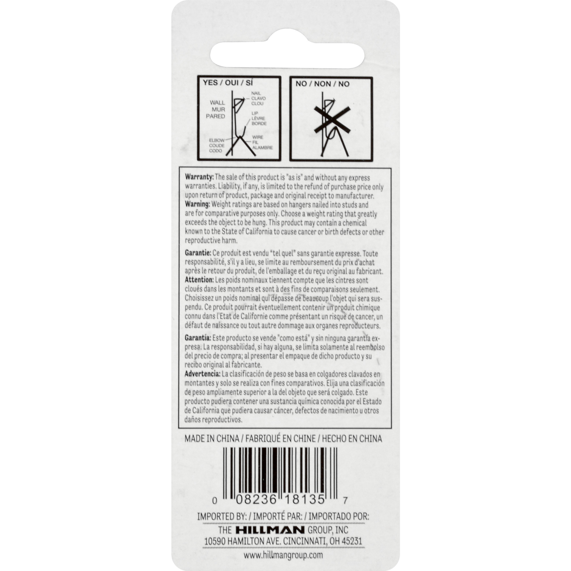Hillman Conventional Picture Hangers Zinc 50lb 3 Pack