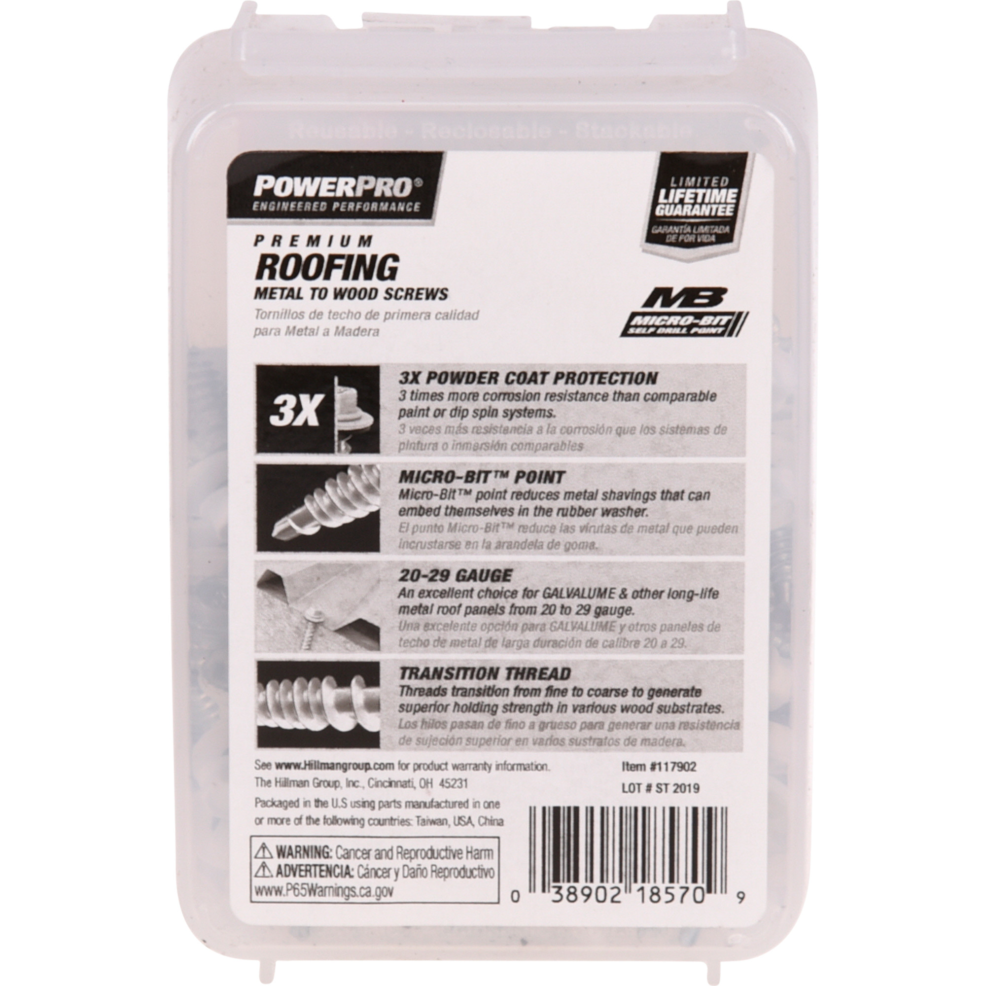 Power Pro White Self Drilling Metal-to-Wood Roofing Screws (#10 x 1 in.) - 125 pc