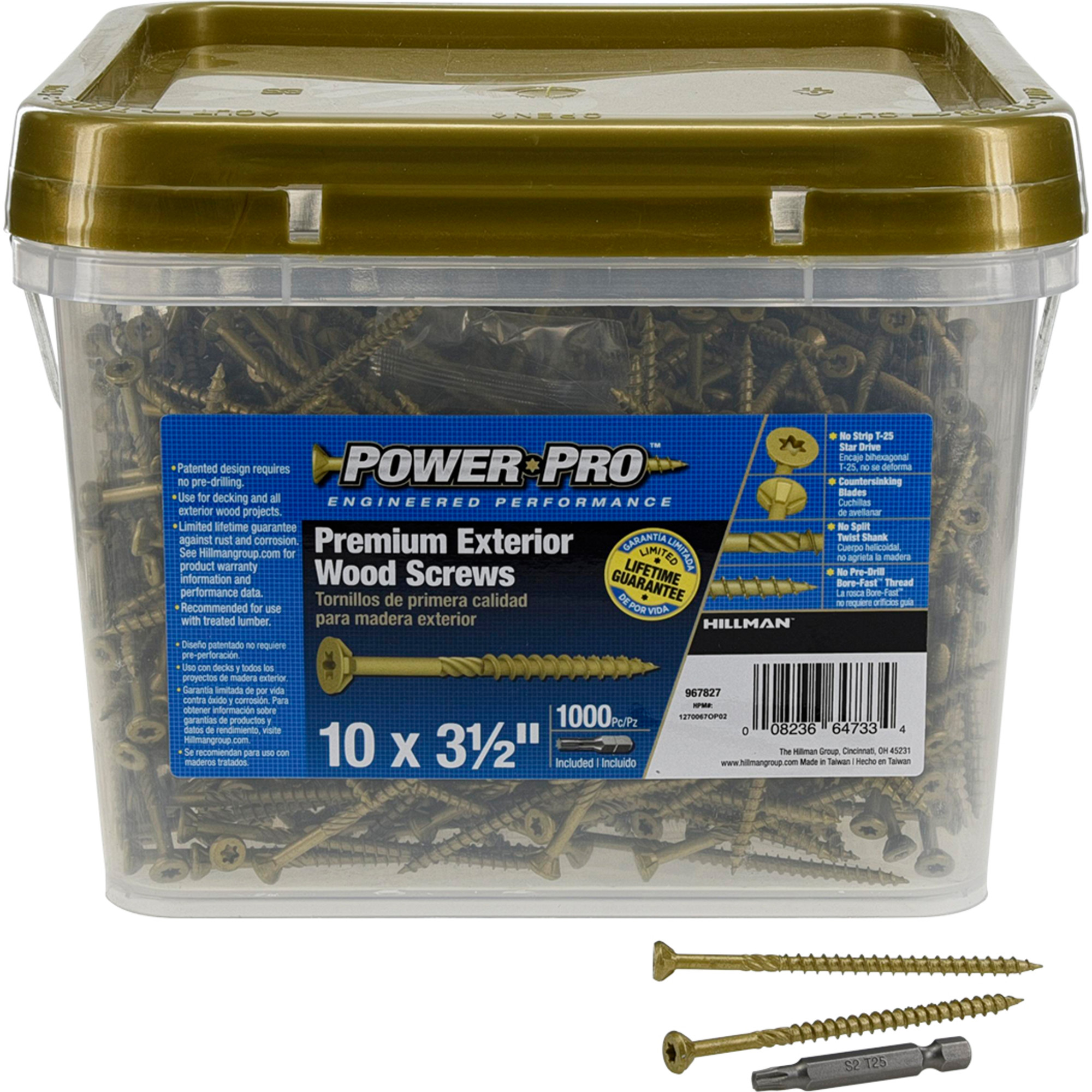 Power Pro Premium Bronze Exterior Wood Screws (#10 x 3-1/2 in.) - 1000 pc