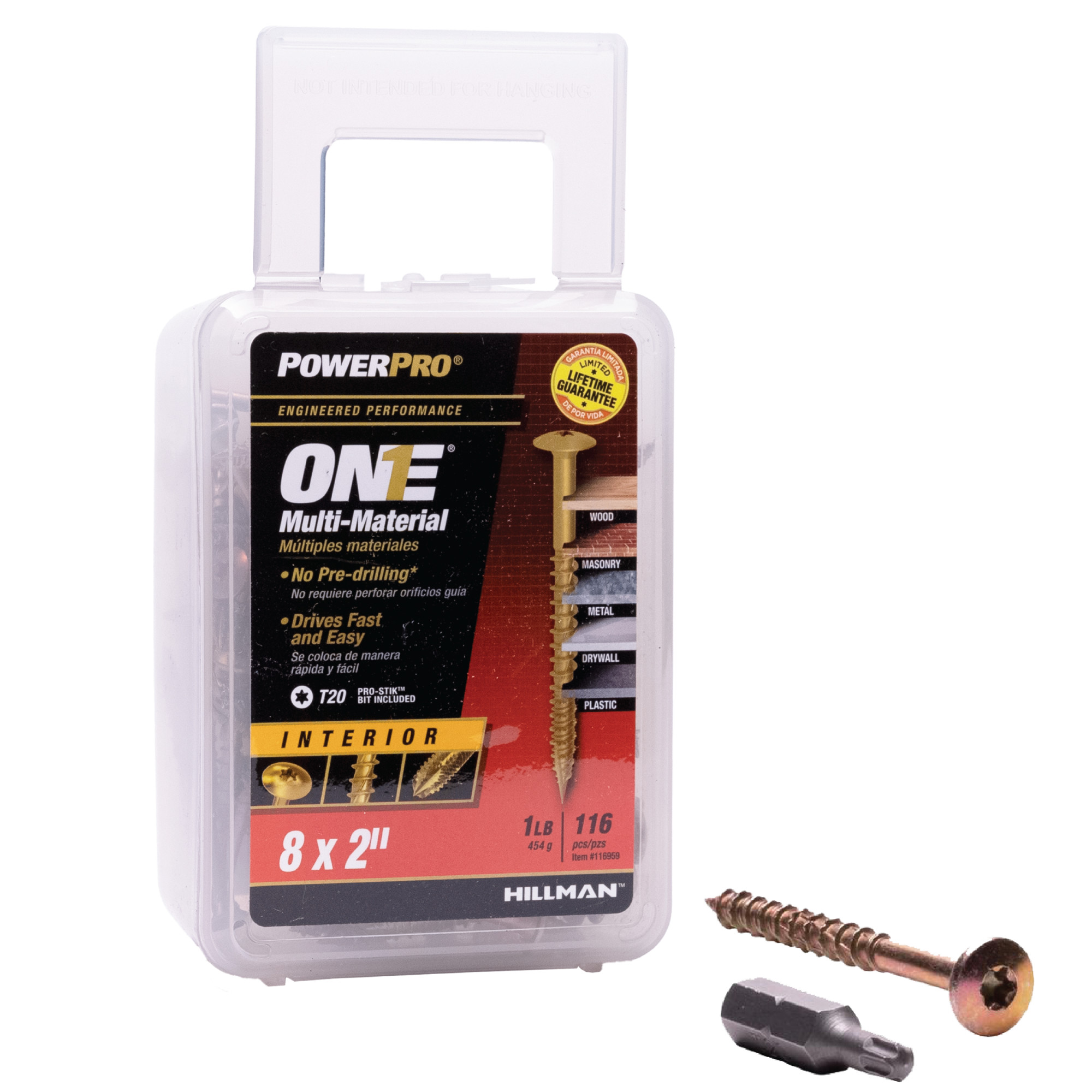 Power Pro ONE Wafer Yellow Interior Zinc Multi-Material Screws (#8 x 2 in.) - 116pc