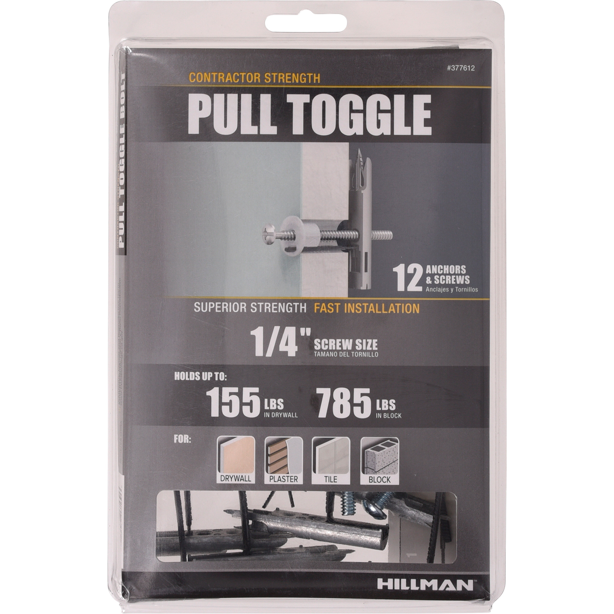 Hillman Pull Toggle w/Screw (1/4 in.) - 12pc