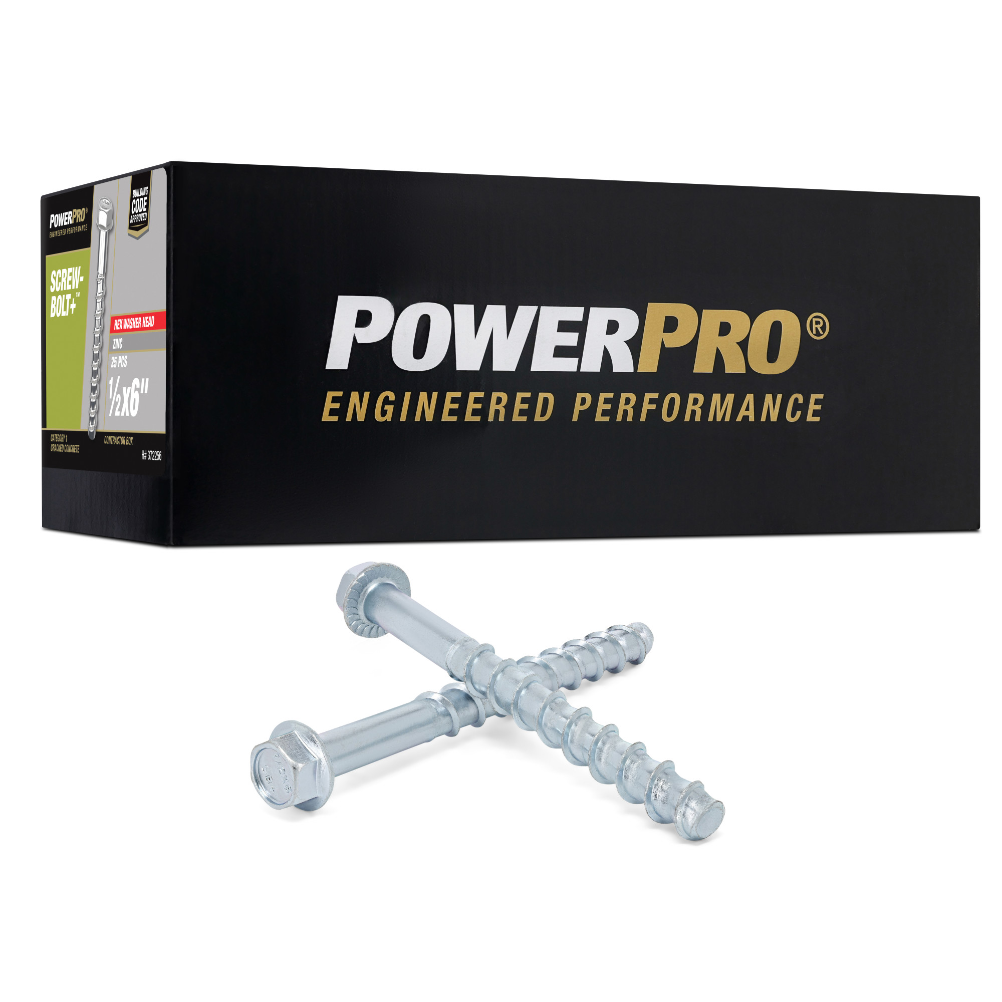 Power Pro Zinc Hex Washer Head Screw-Bolt+ Anchors (1/2 in. x 6 in.) - 25 pc