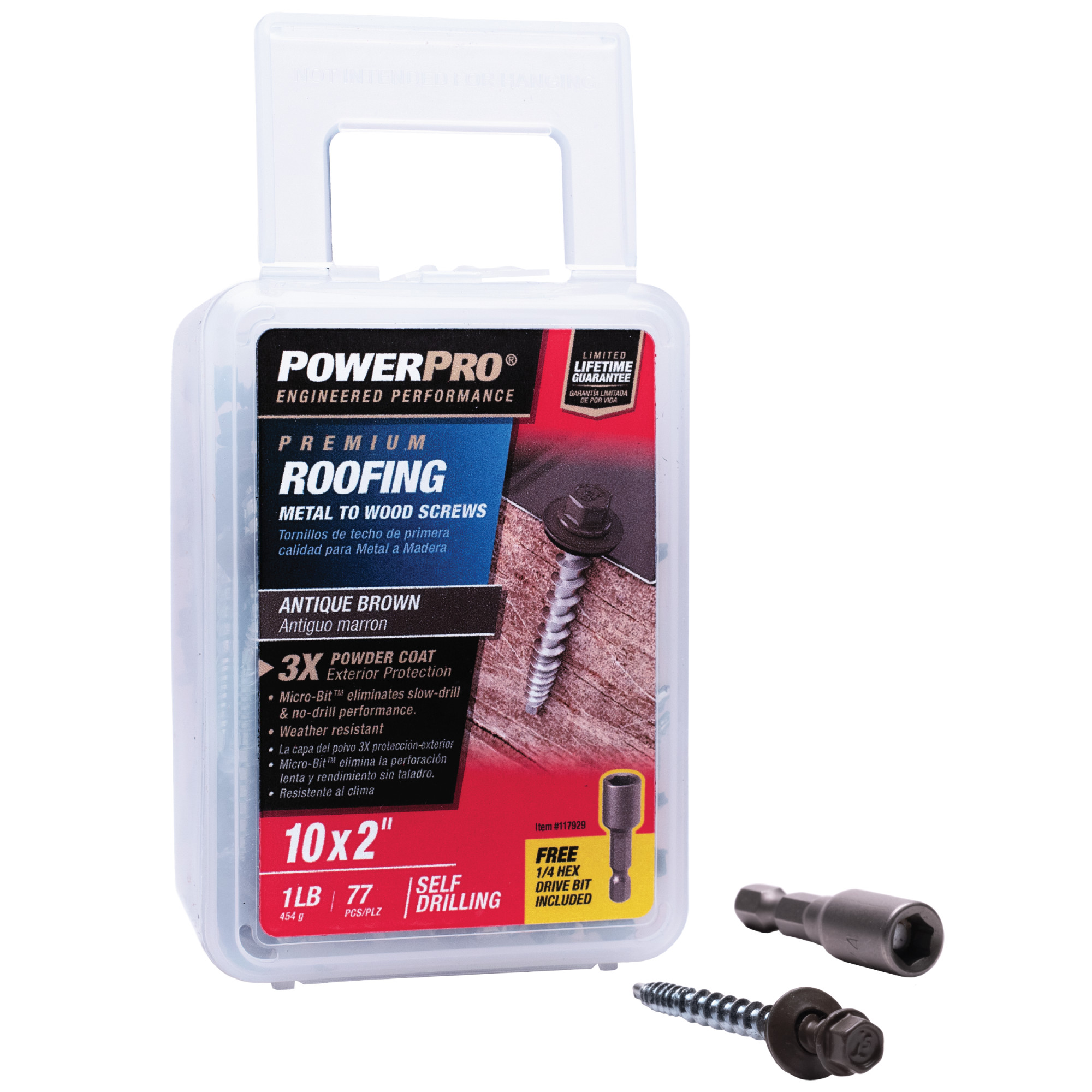 Power Pro Bronze Self Drilling Metal-to-Wood Roofing Screws (#10 x 2 in.) - 77 pc
