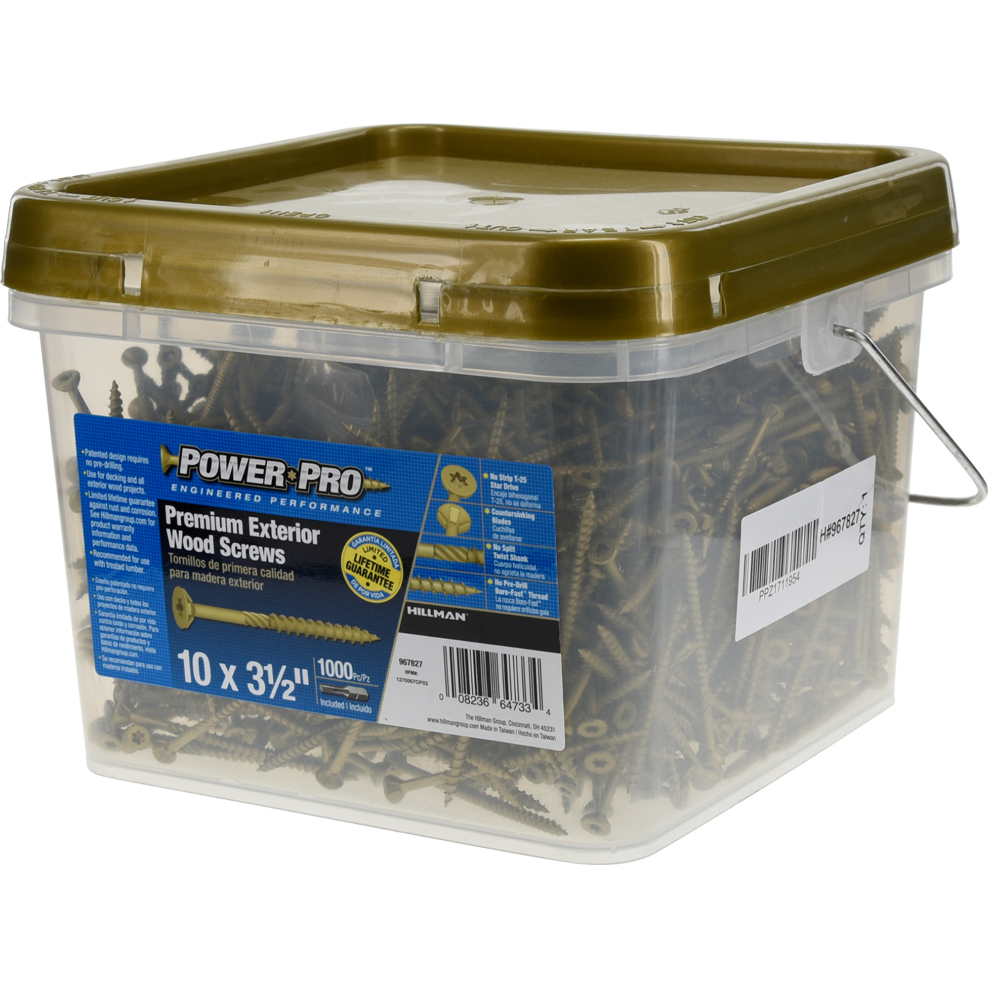 Power Pro Premium Bronze Exterior Wood Screws (#10 x 3-1/2 in.) - 1000 pc