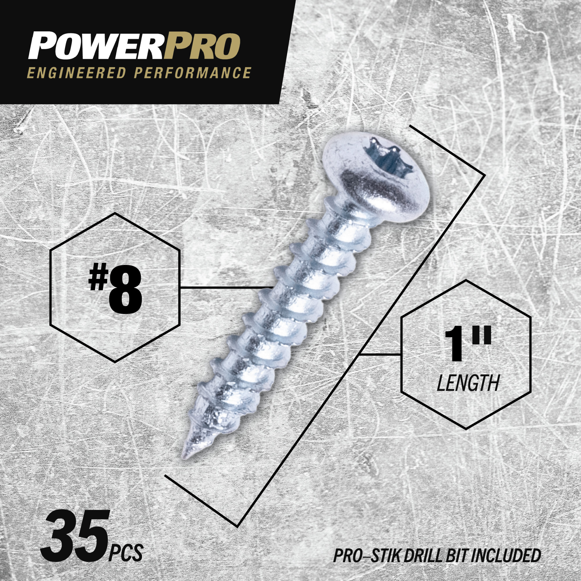 Power Pro ONE Pan-Head Interior Zinc Multi-Material Screws (#8 x 1 in.) - 35 pc