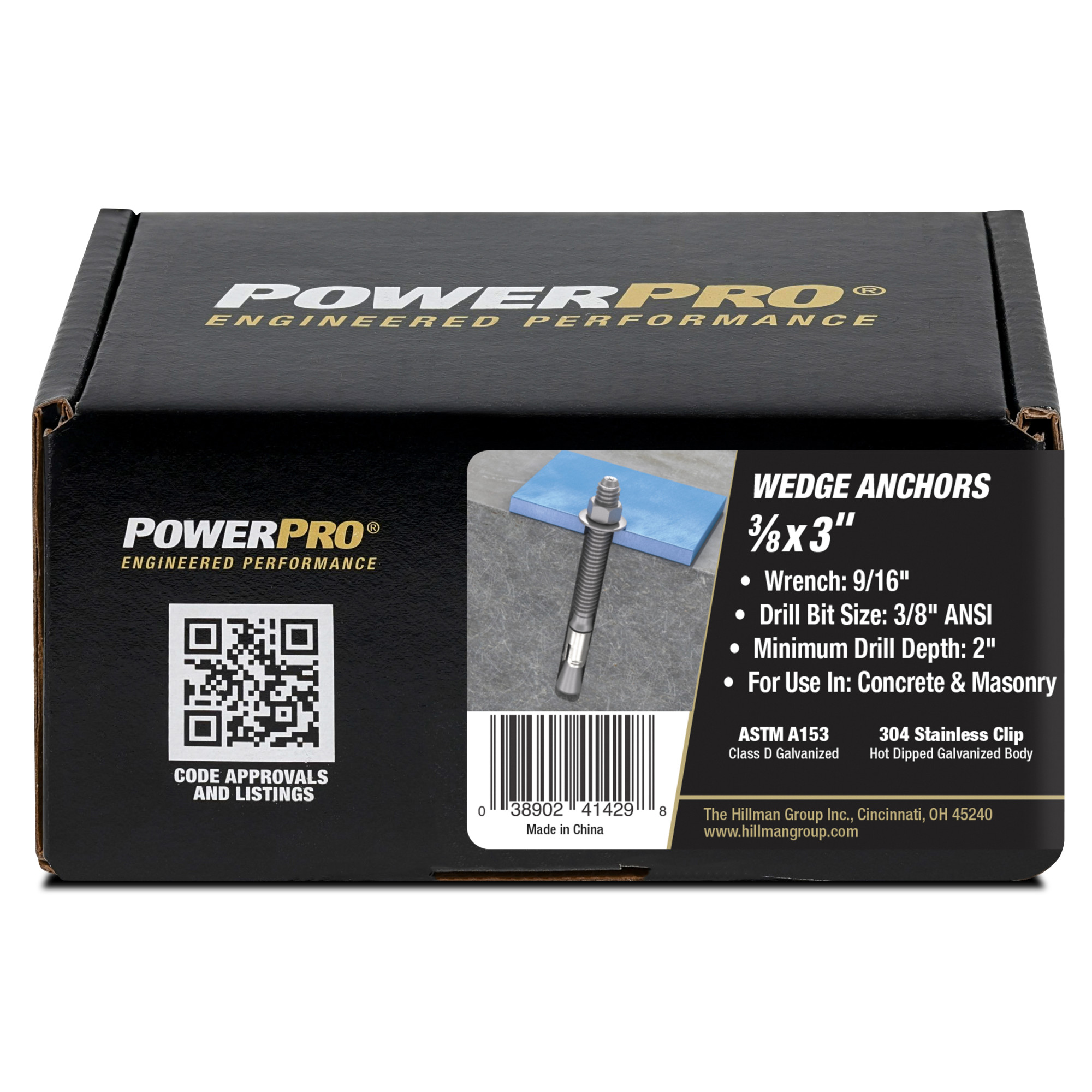 Power Pro HD5 Hot Dipped Galvanized Wedge Anchors (3/8 in. x 3 in.) - 25 pc