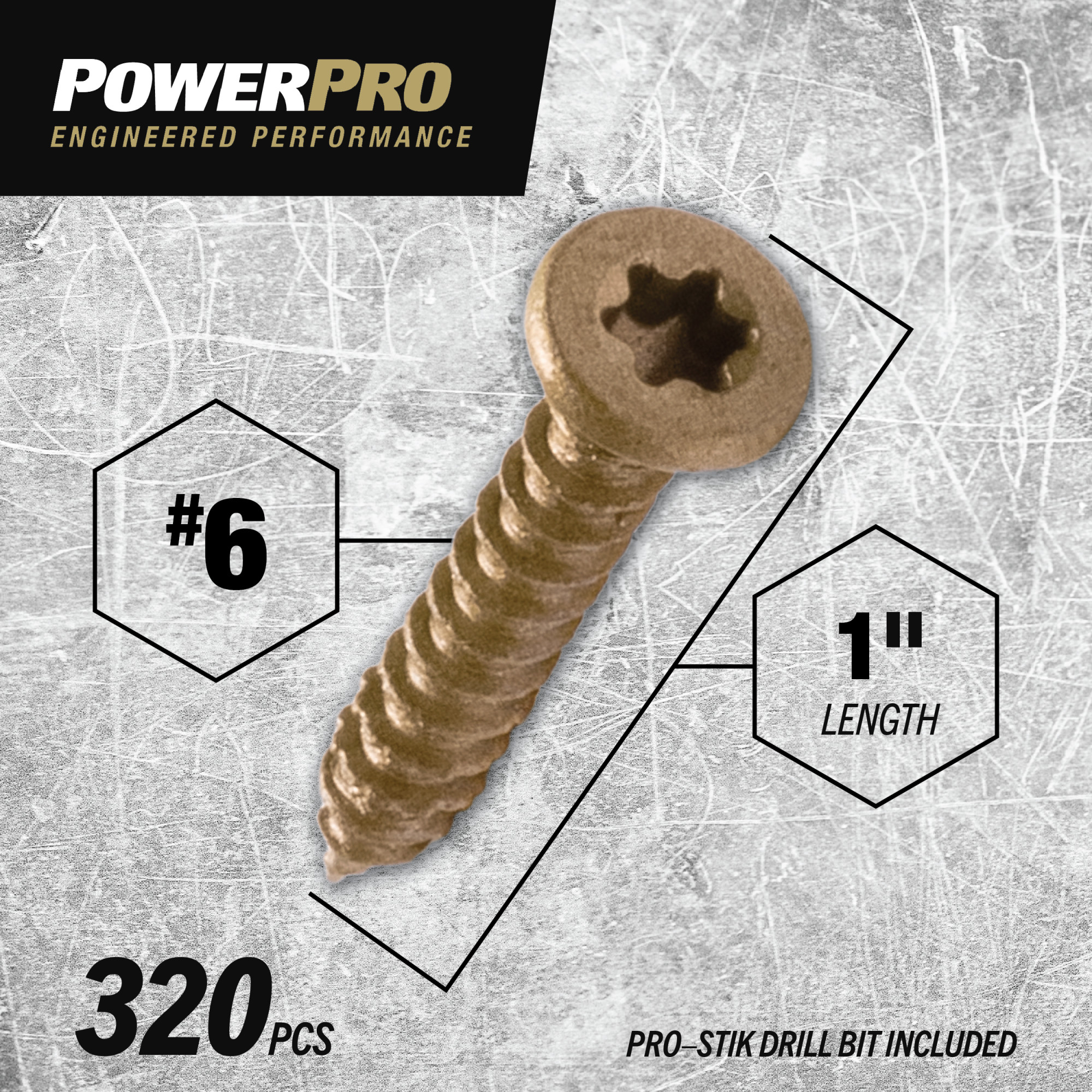 Power Pro ONE Flat Exterior Bronze Multi-Material Screws (#6 x 1 in.) - 76 pc